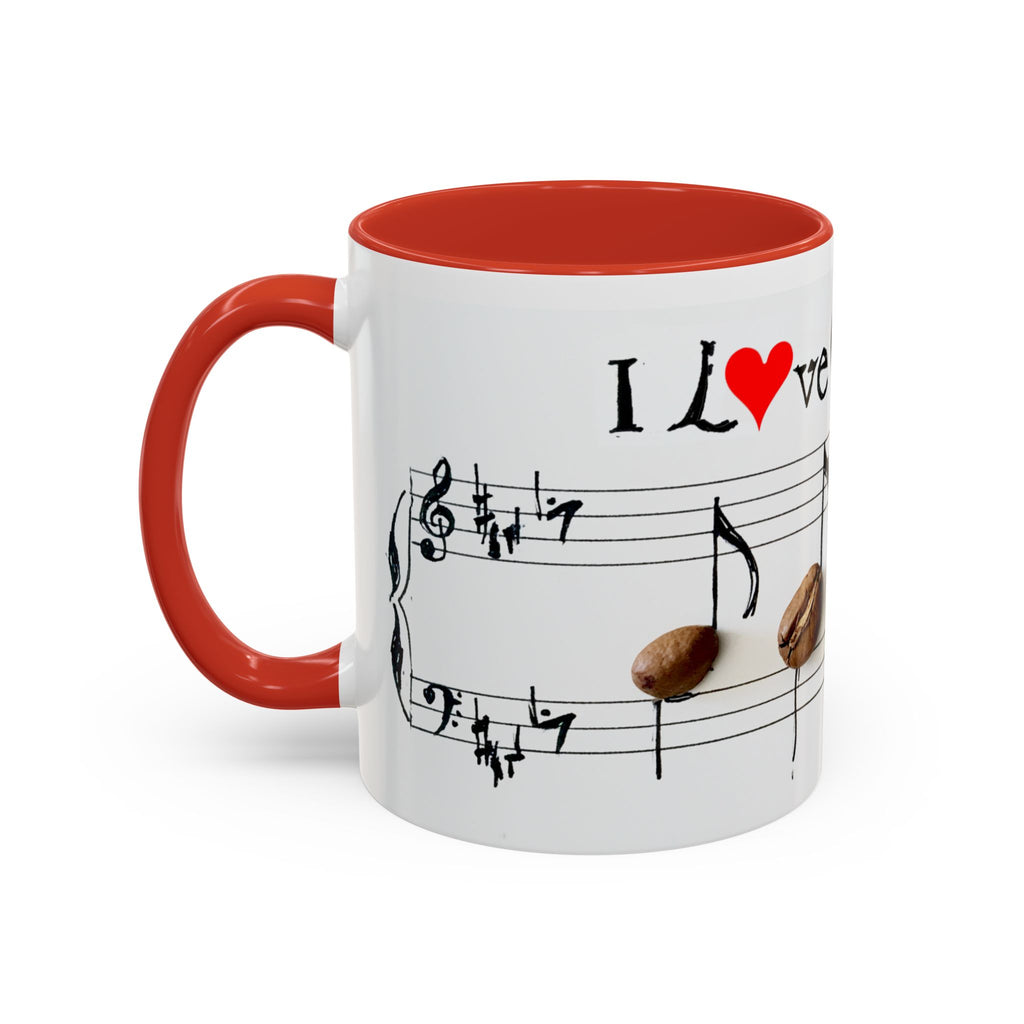 Coffee Lover Music Mug — "Love Coffee" Musical Notes Accent Mug (11/15 oz)