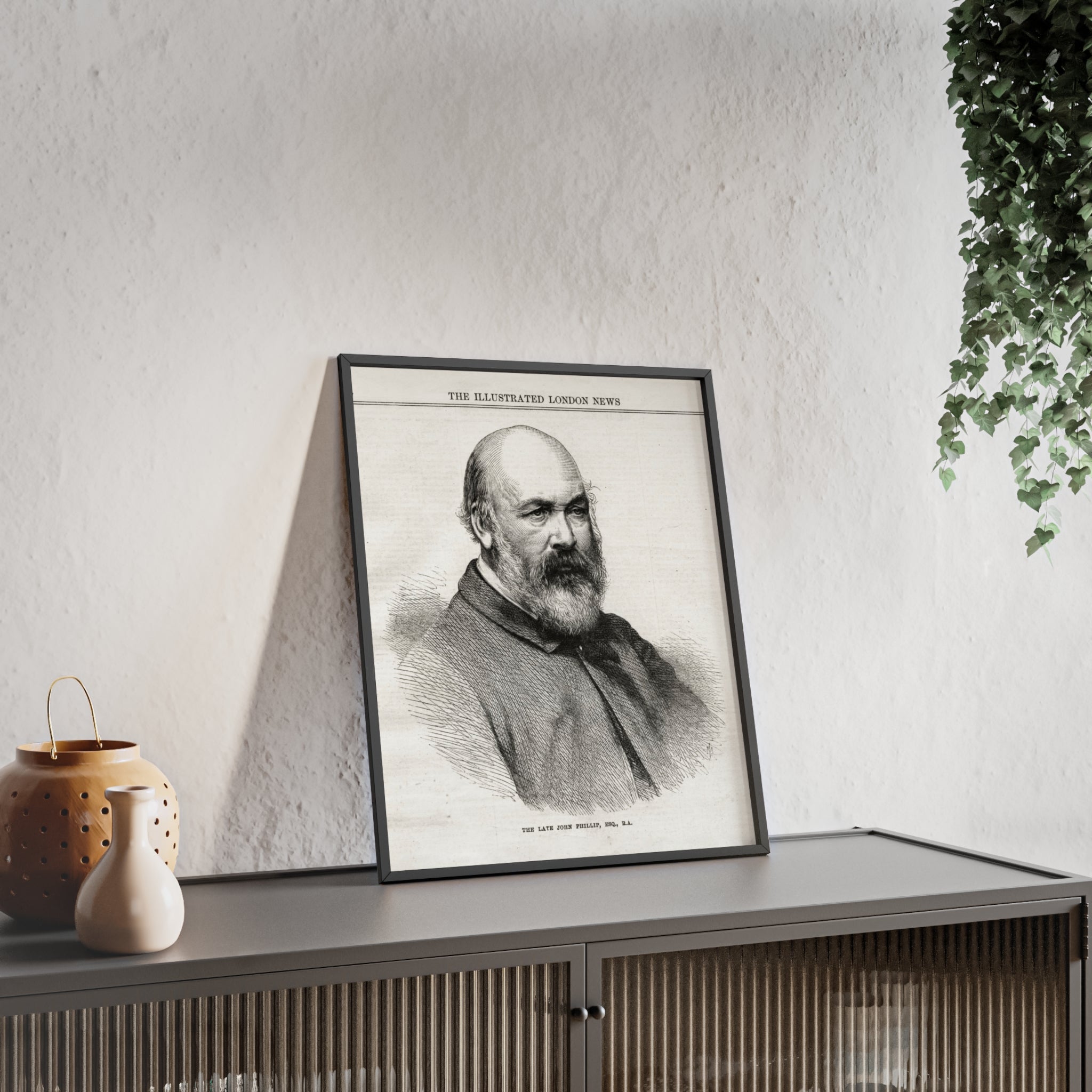 The Late John Phillip, Esq. Framed Vintage Portrait Print — Illustrated London News Gentleman Poster