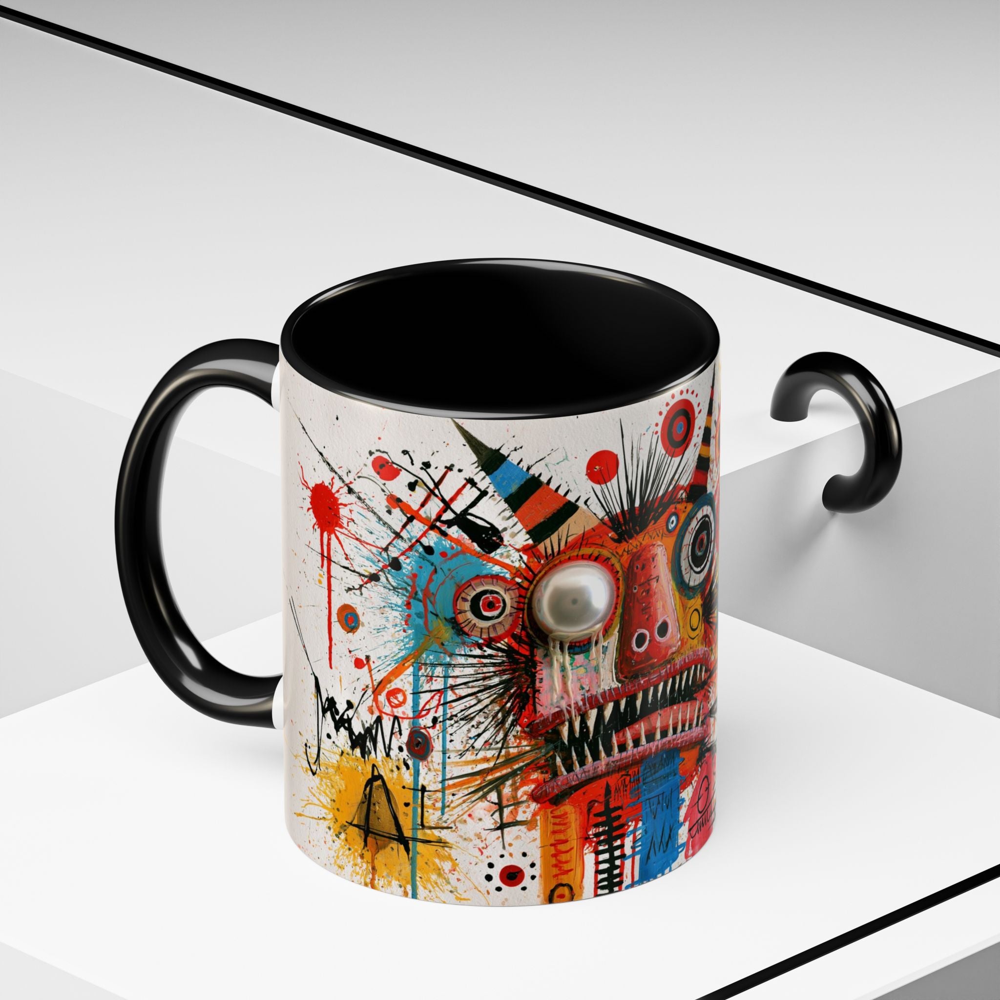 Abstract Monster Art Coffee Mug — Colorful Graffiti-Style Accent Mug (11/15oz)