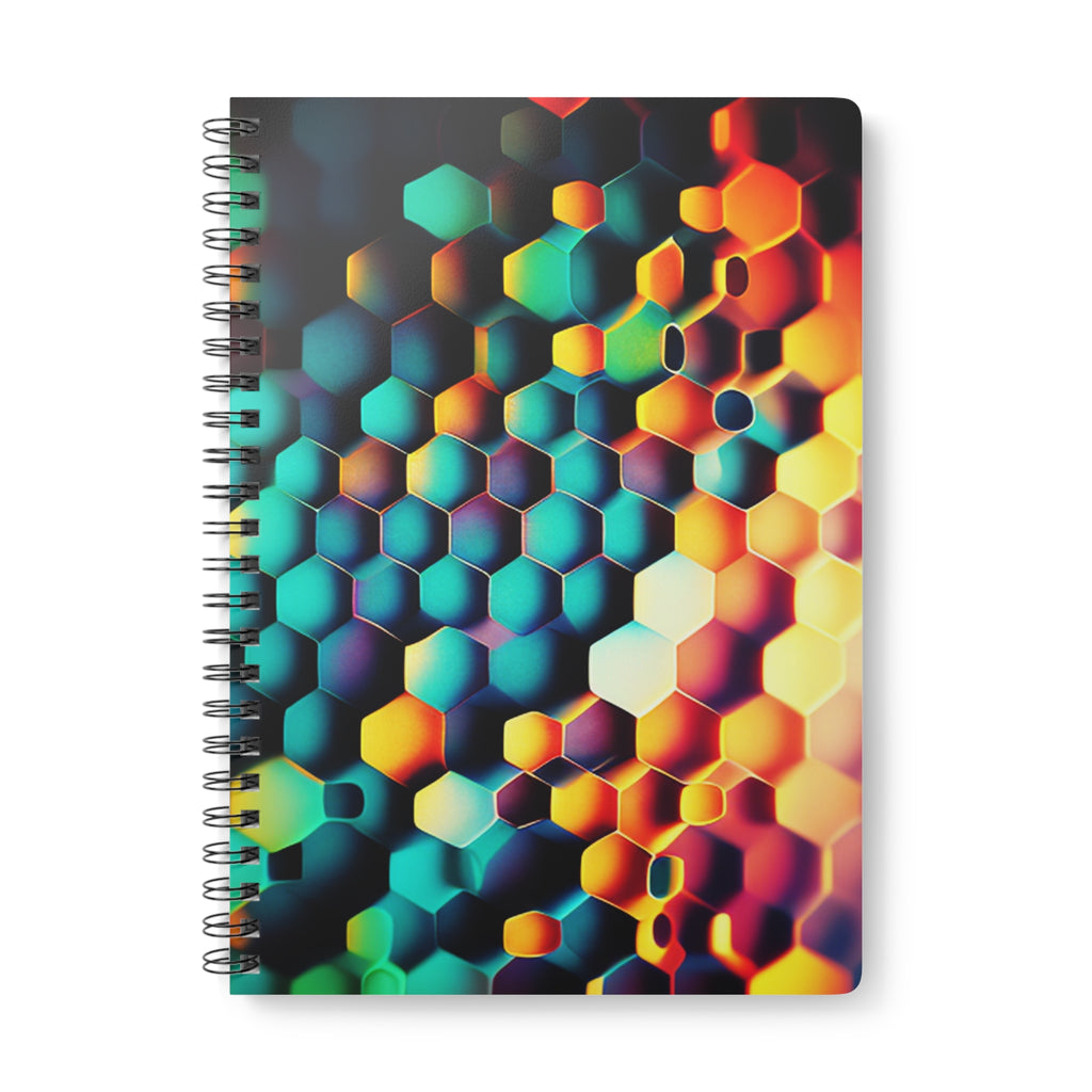 Hexagon Prism A5 Wirobound Notebook — Colorful Geometric Spiral Journal for Notes & Sketches