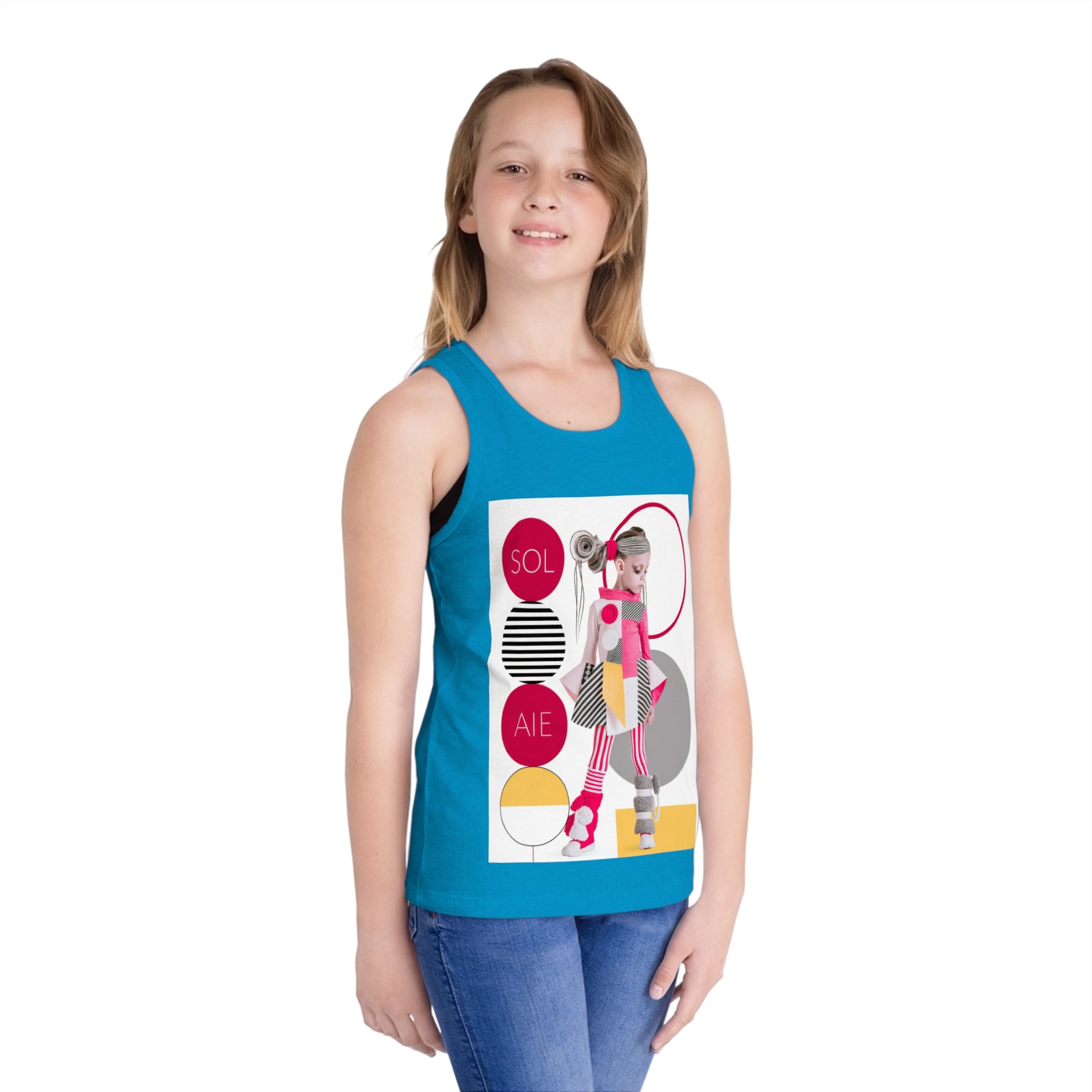 Kids Tank Top — Retro Pop Roller Girl Graphic ("SOL AIE")