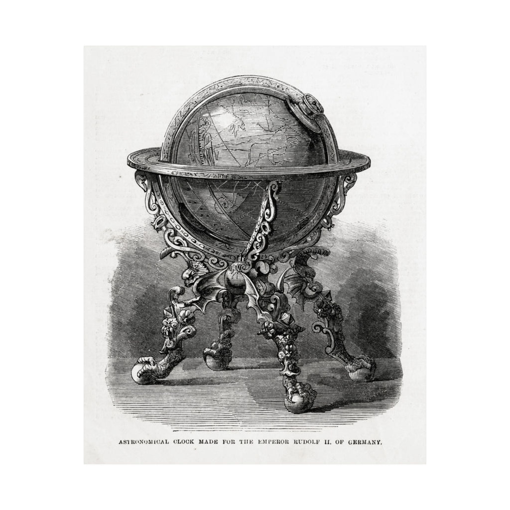 Antique Globe Illustration Matte Vertical Poster — Vintage Scientific Engraving Wall Art