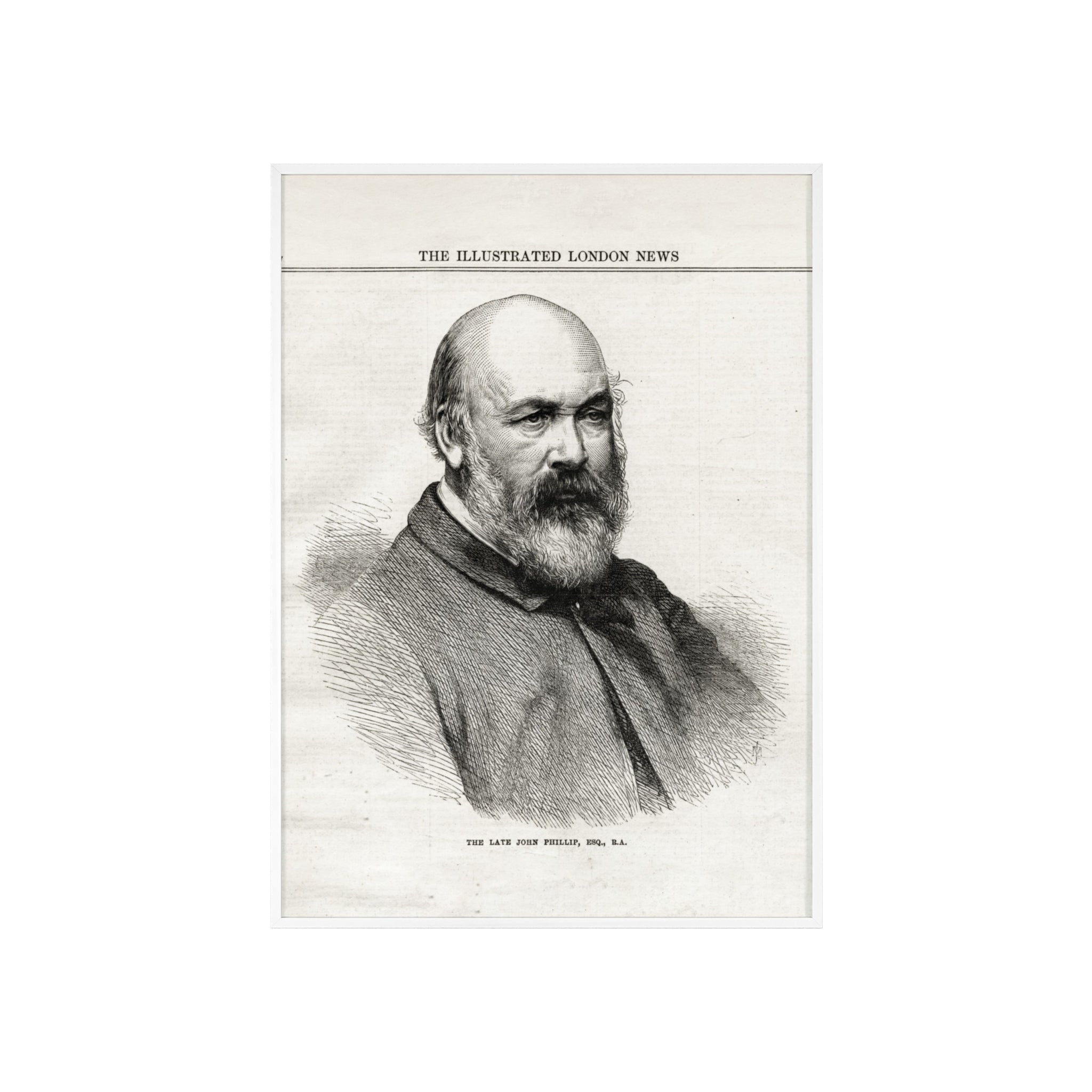 The Late John Phillip, Esq. Framed Vintage Portrait Print — Illustrated London News Gentleman Poster