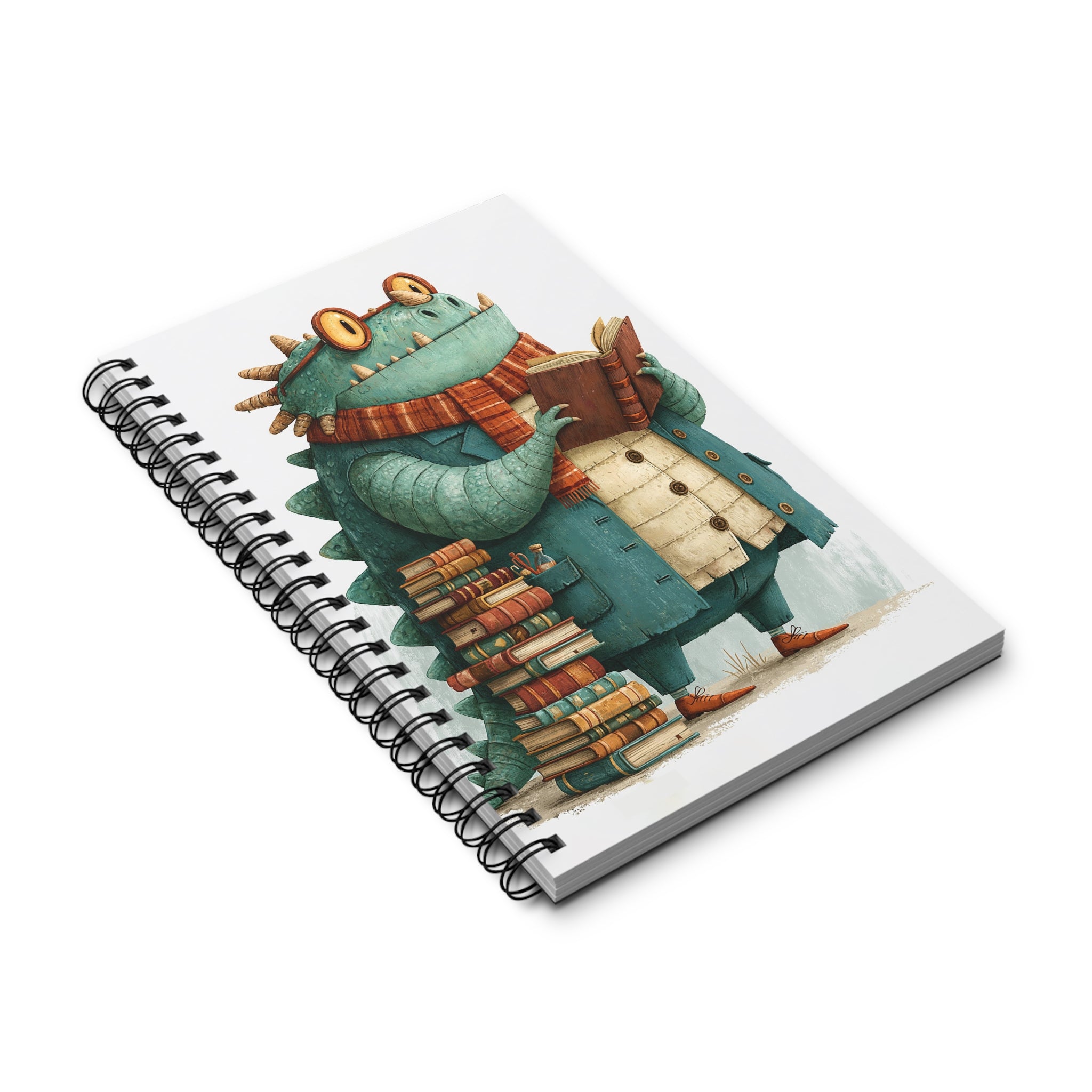 Cute Bookworm Monster Spiral Journal – Lined Notebook for Readers & Writers