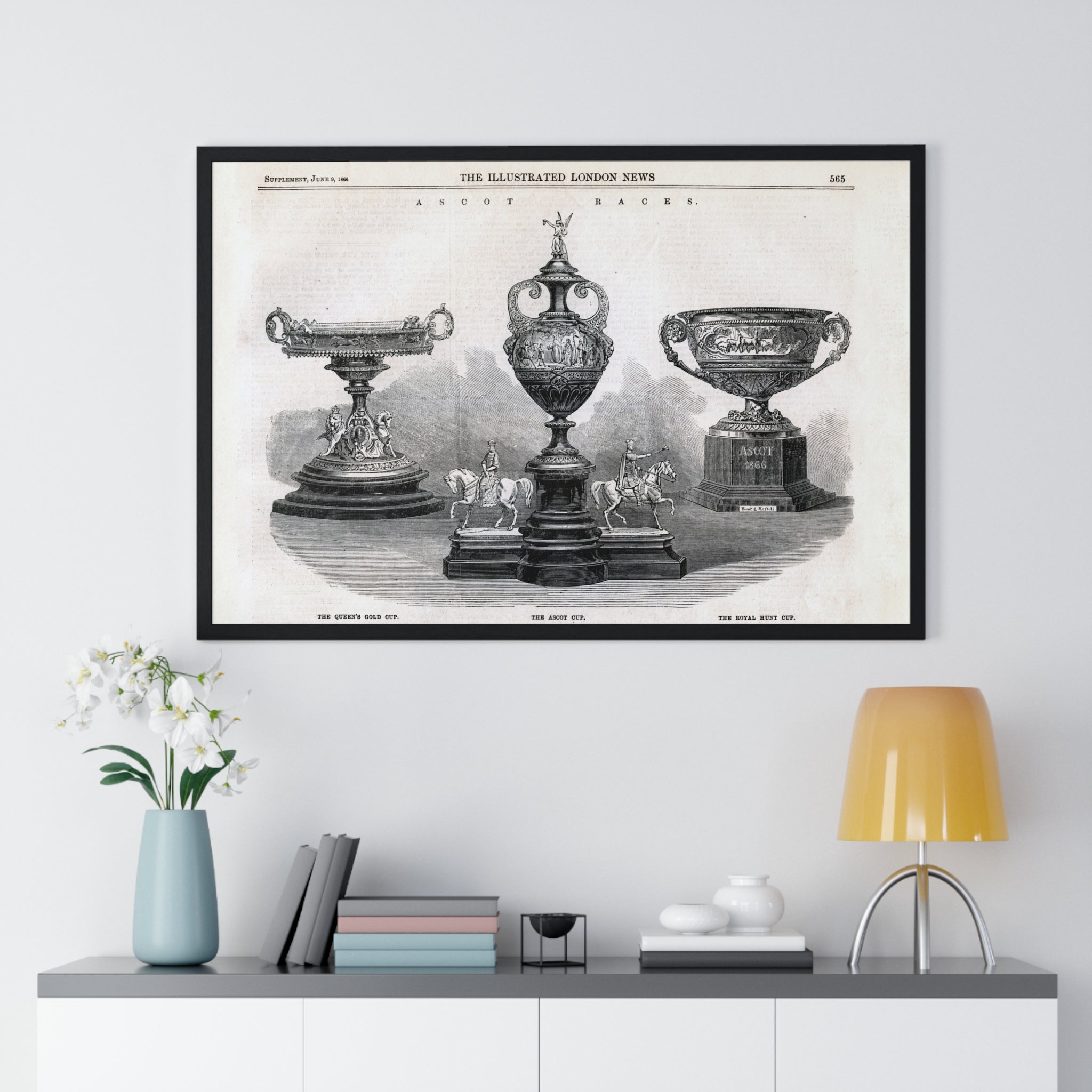 Framed Vintage Trophy Engraving Poster