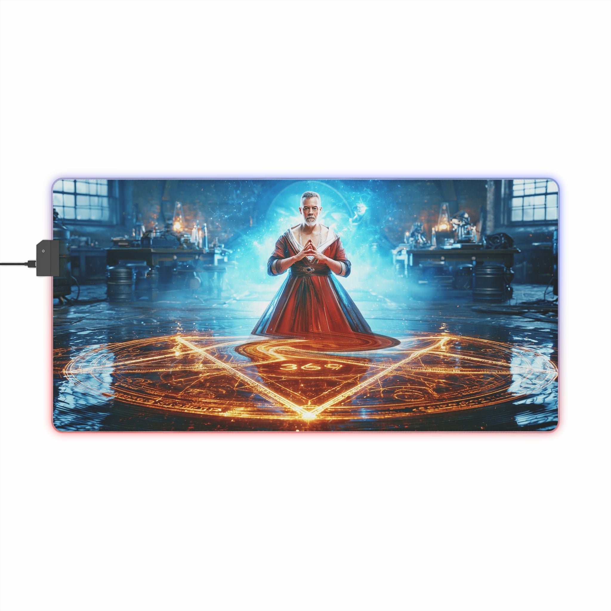Doctor Sorcerer LED Gaming Mouse Pad — RGB Extended Mousepad with Mystic Spell Design