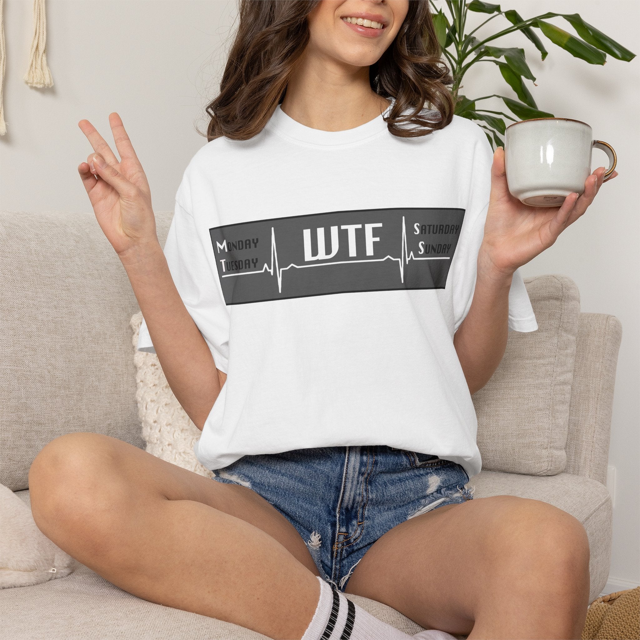 WTF Weekend Vibes T-Shirt — Funny Monday To Sunday ECG Graphic Tee