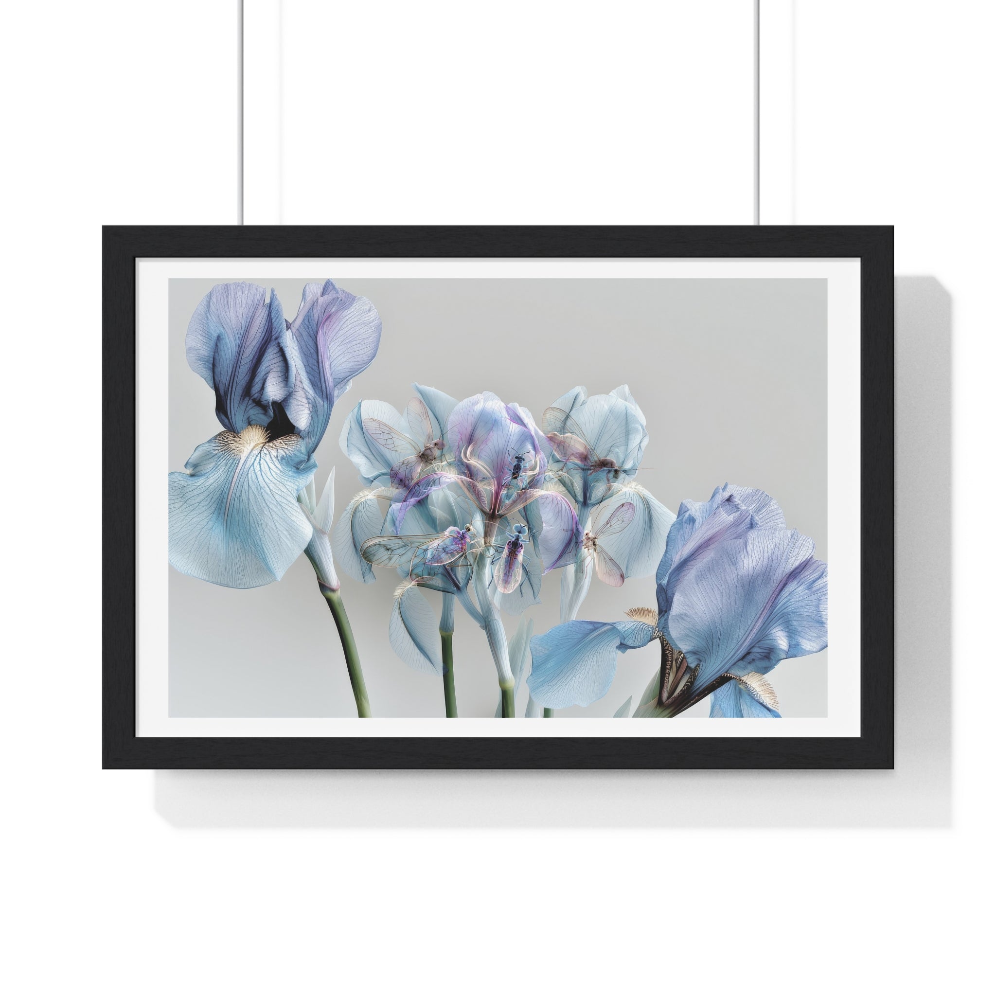 Blue Iris Floral Framed Poster — Botanical Wall Art Print