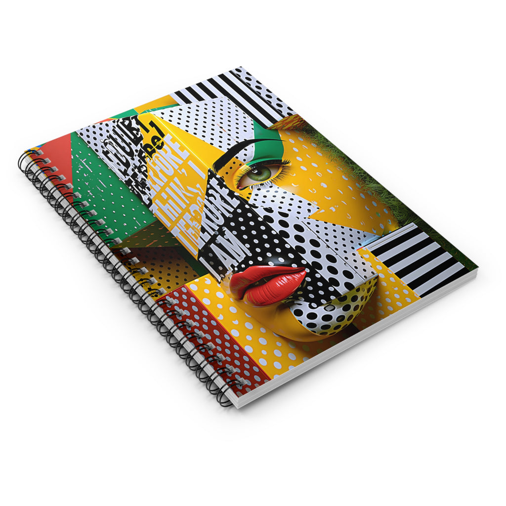 Pop Art Portrait Spiral Notebook — Graphic Face Design, Ruled Journal for Artists & Students
