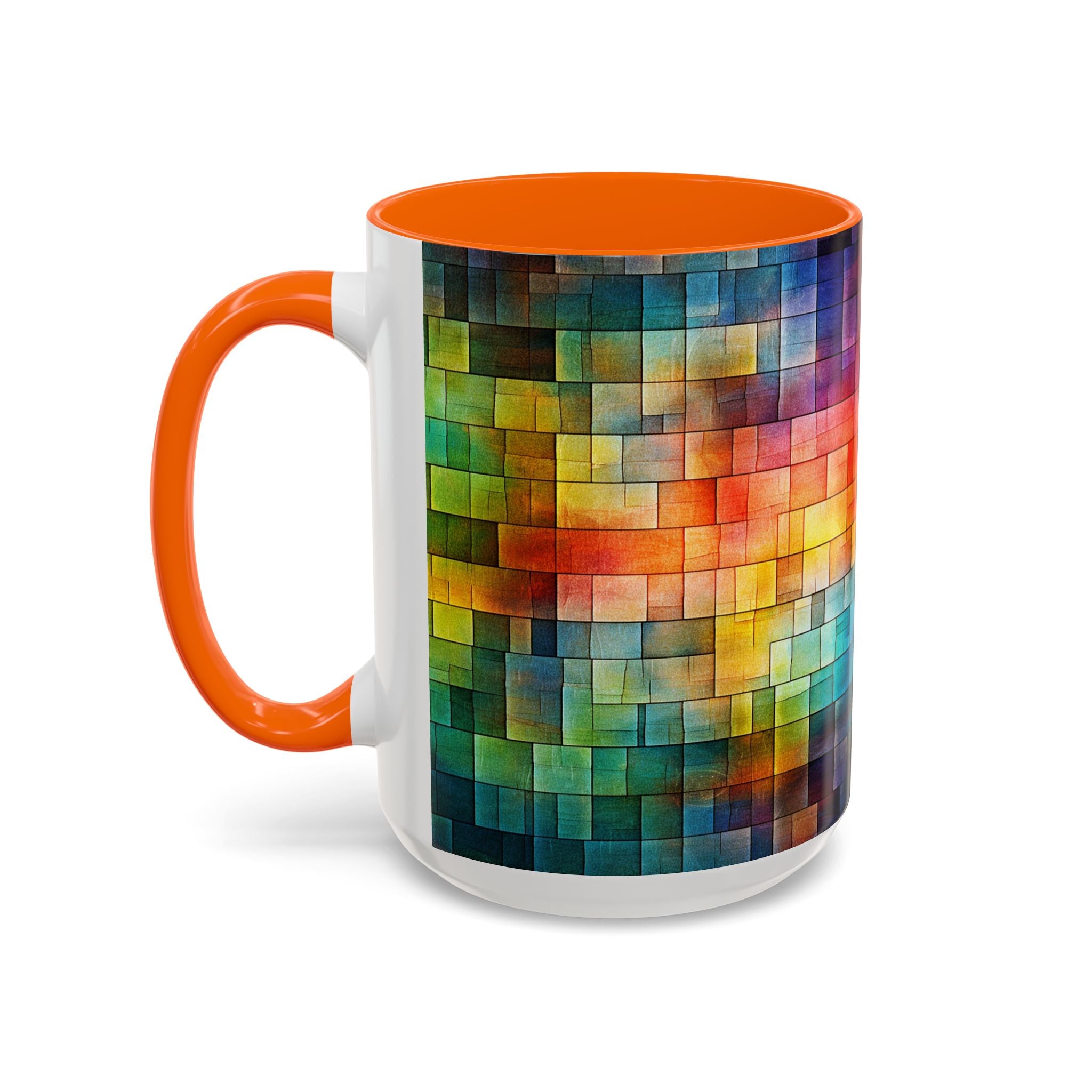 Colorful Mosaic Accent Coffee Mug - Vibrant Geometric Pattern (11/15 oz)