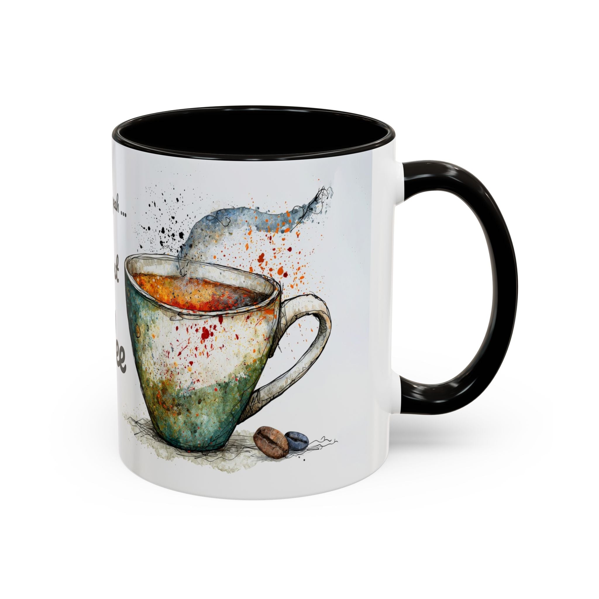 But First Coffee Ceramic Mug — Colorful Watercolor Coffee Cups (11oz & 15oz)