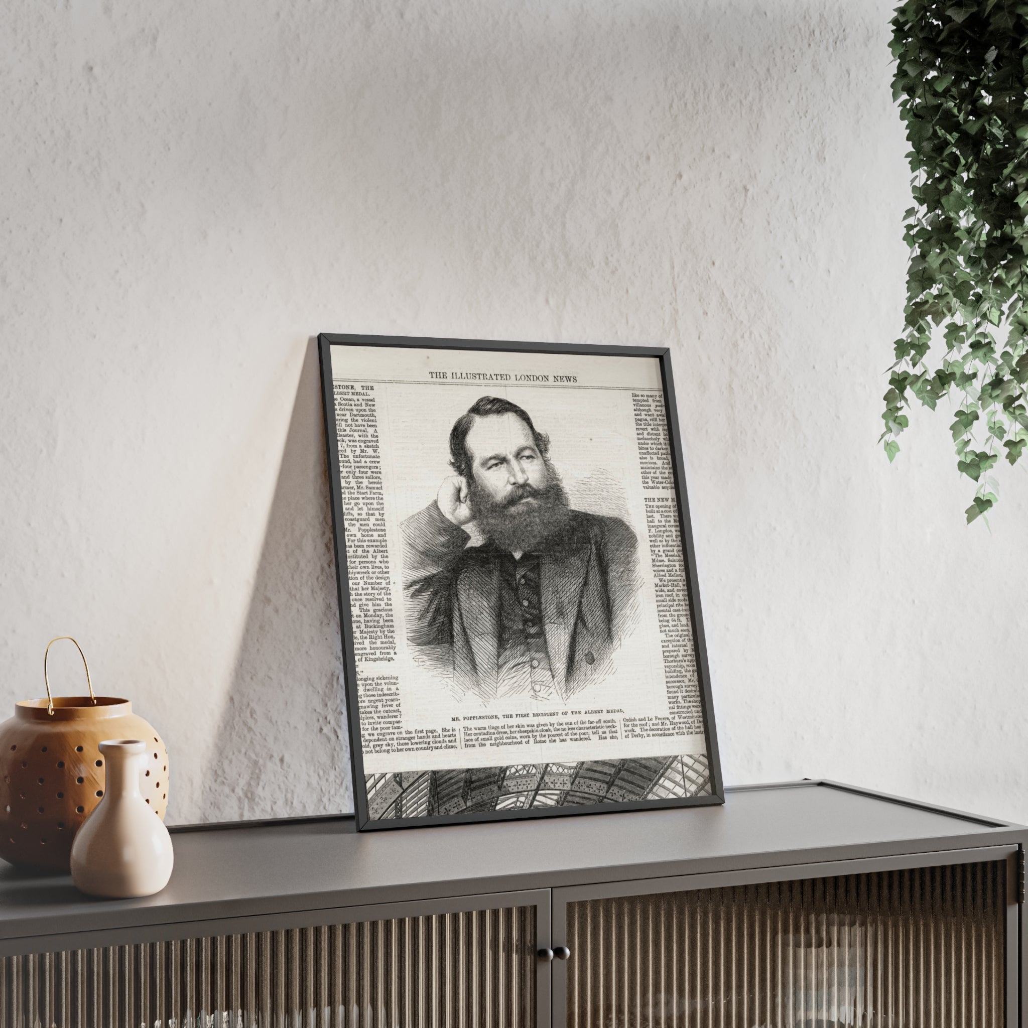 Mr. Popplestone, the first recipient of the Albert Medal. Vintage Illustrated London News Portrait Poster — Framed Wood Print