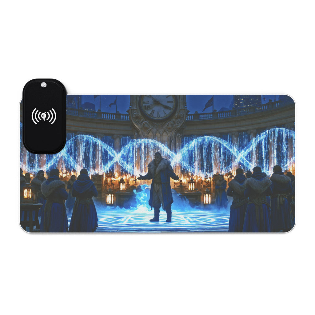 LED RGB Wireless Charging Gaming Mouse Pad — Water Fountain Nightscape Design
