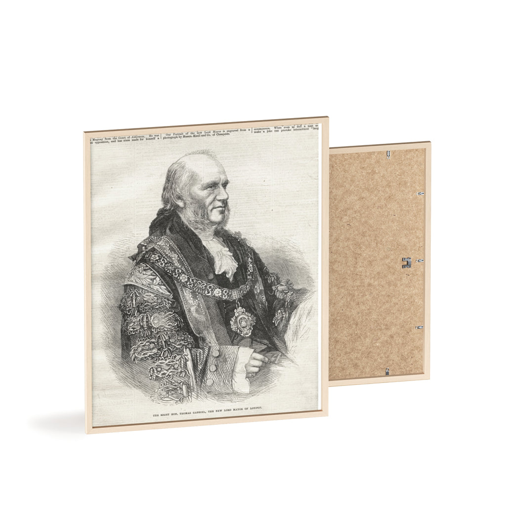 The Right Hon.Thomas Gabriel, the New Lord Mayor of London. Vintage Illustrated Statesman Poster with Black Wooden Frame