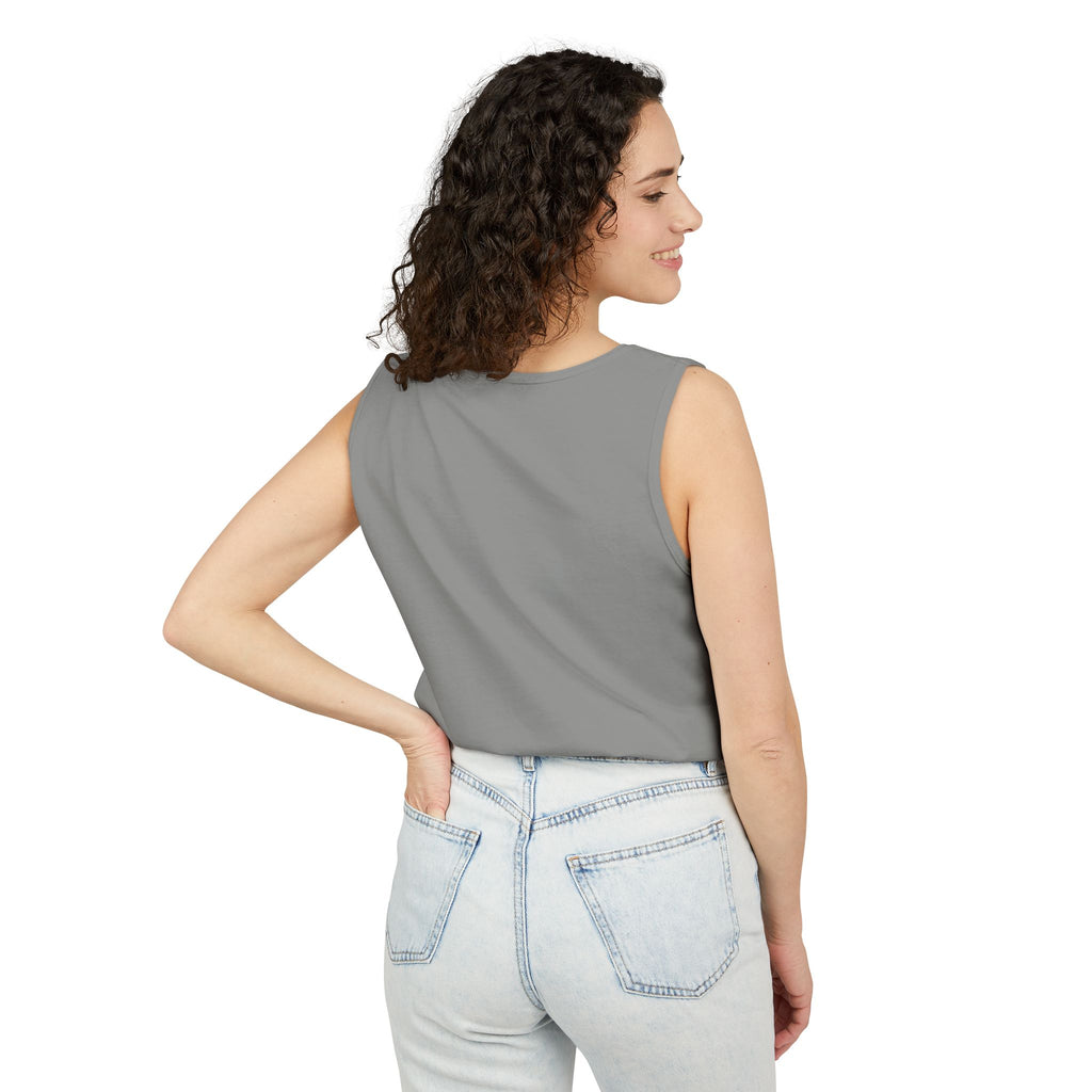 Spiral Text Art Tank Top — Monochrome Optical Typography Tee