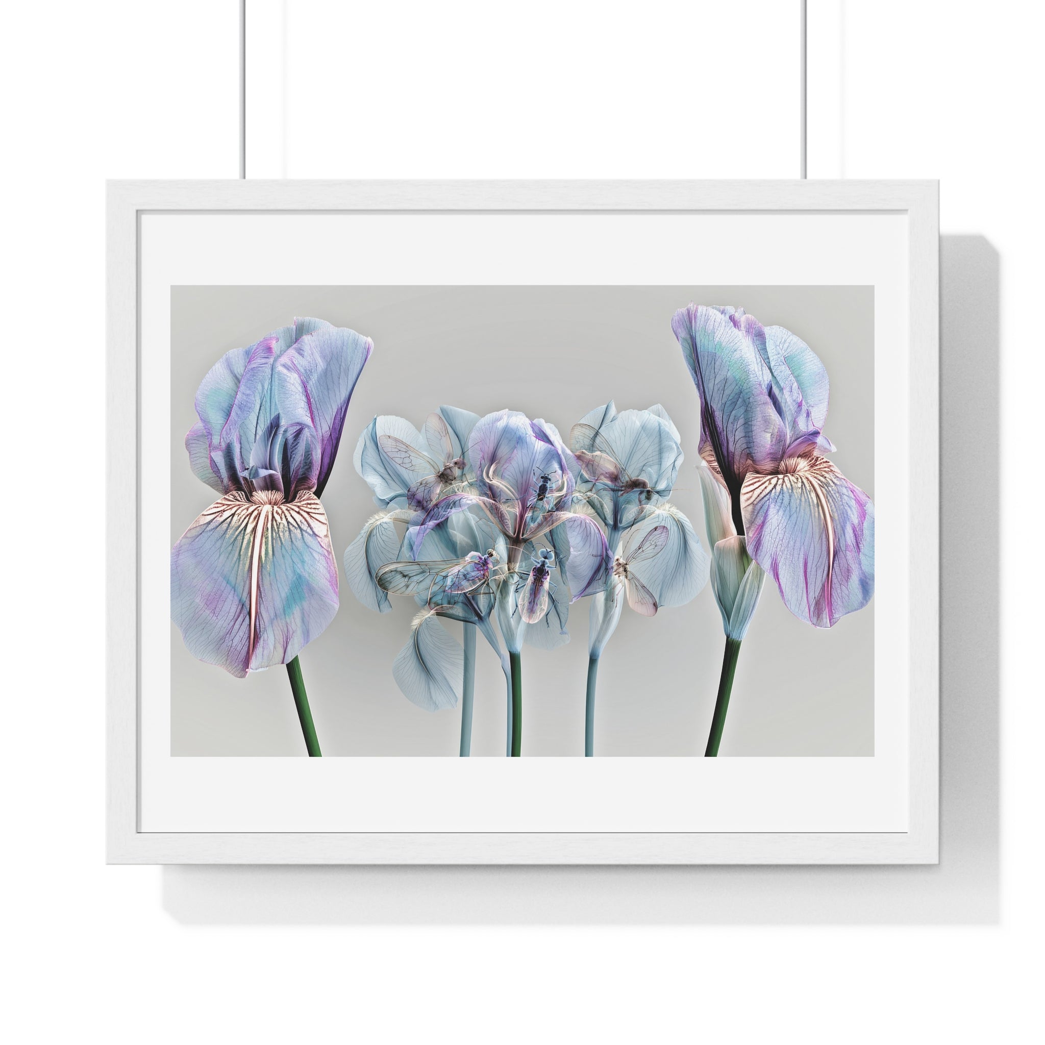 Iridescent Iris Floral Framed Poster — Horizontal Wall Art Print