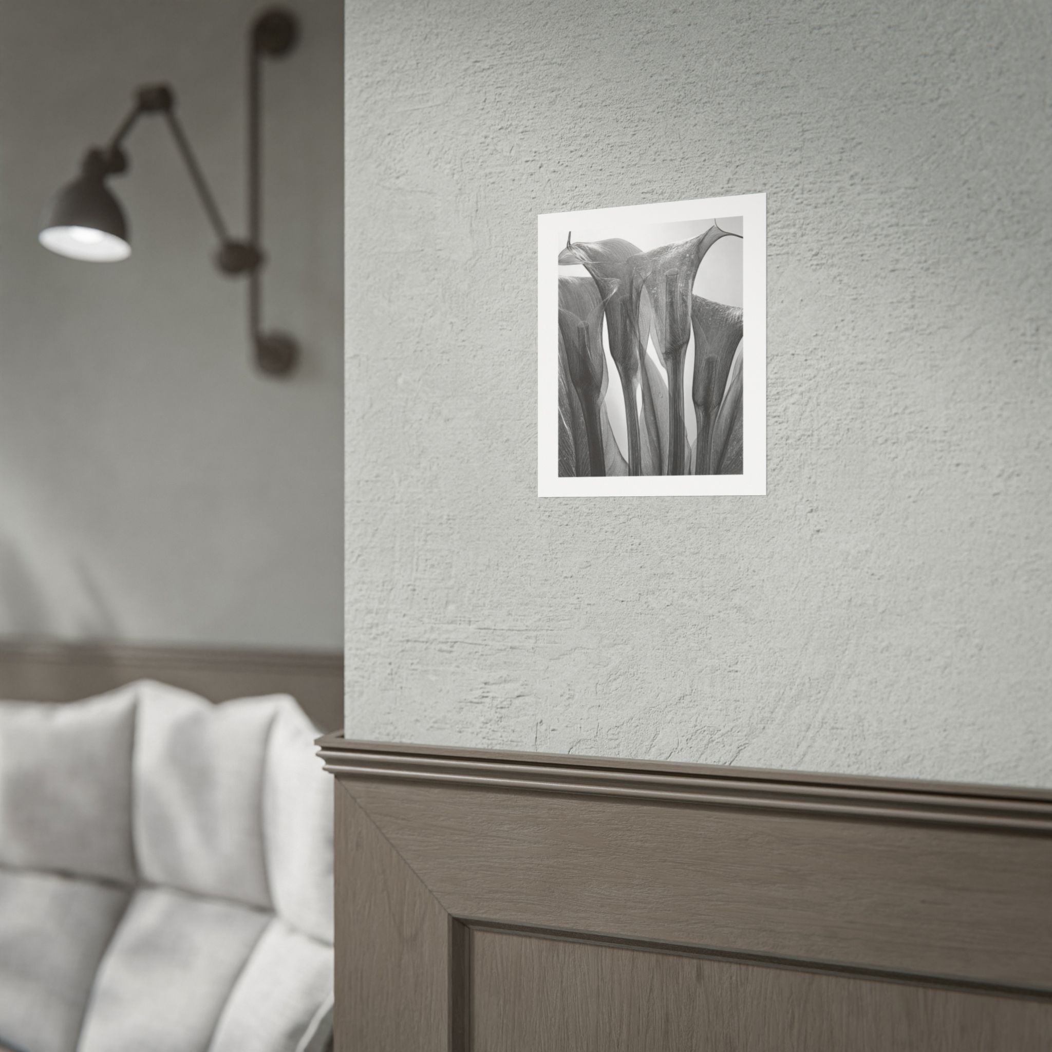 Abstract Botanical Poster — Black & White Calla Lily Photography (Rolled Poster)