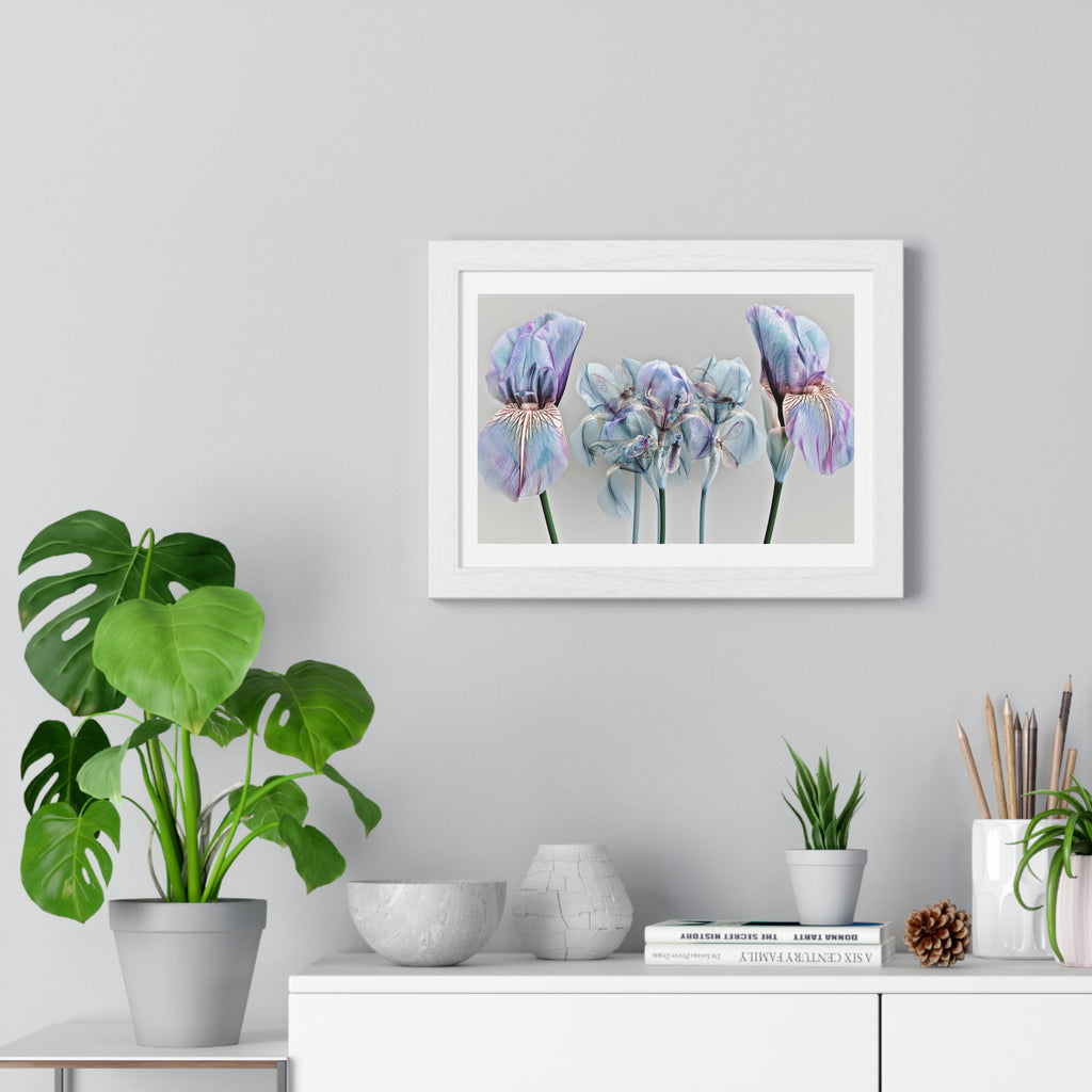 Iridescent Iris Floral Framed Poster — Horizontal Wall Art Print