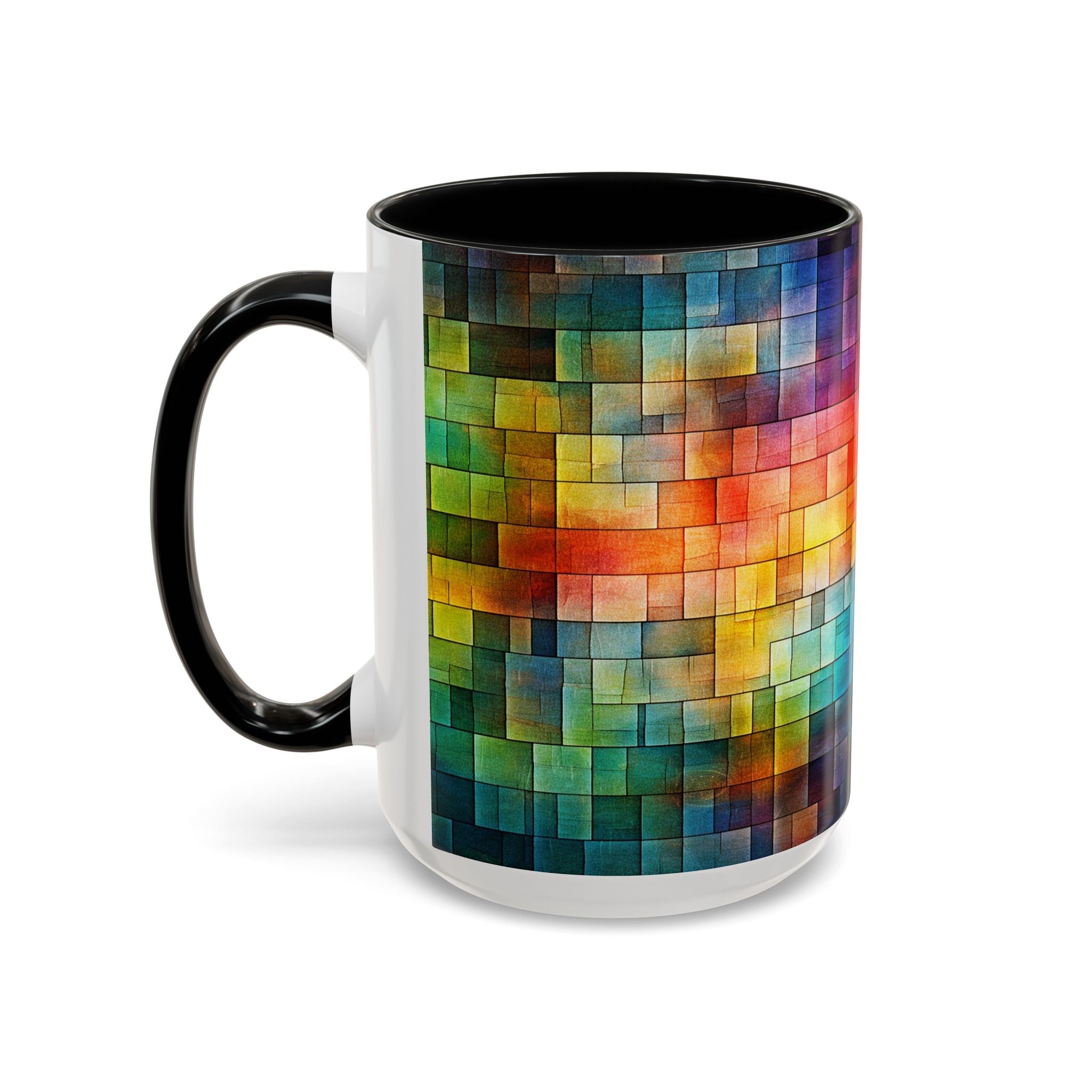Colorful Mosaic Accent Coffee Mug - Vibrant Geometric Pattern (11/15 oz)