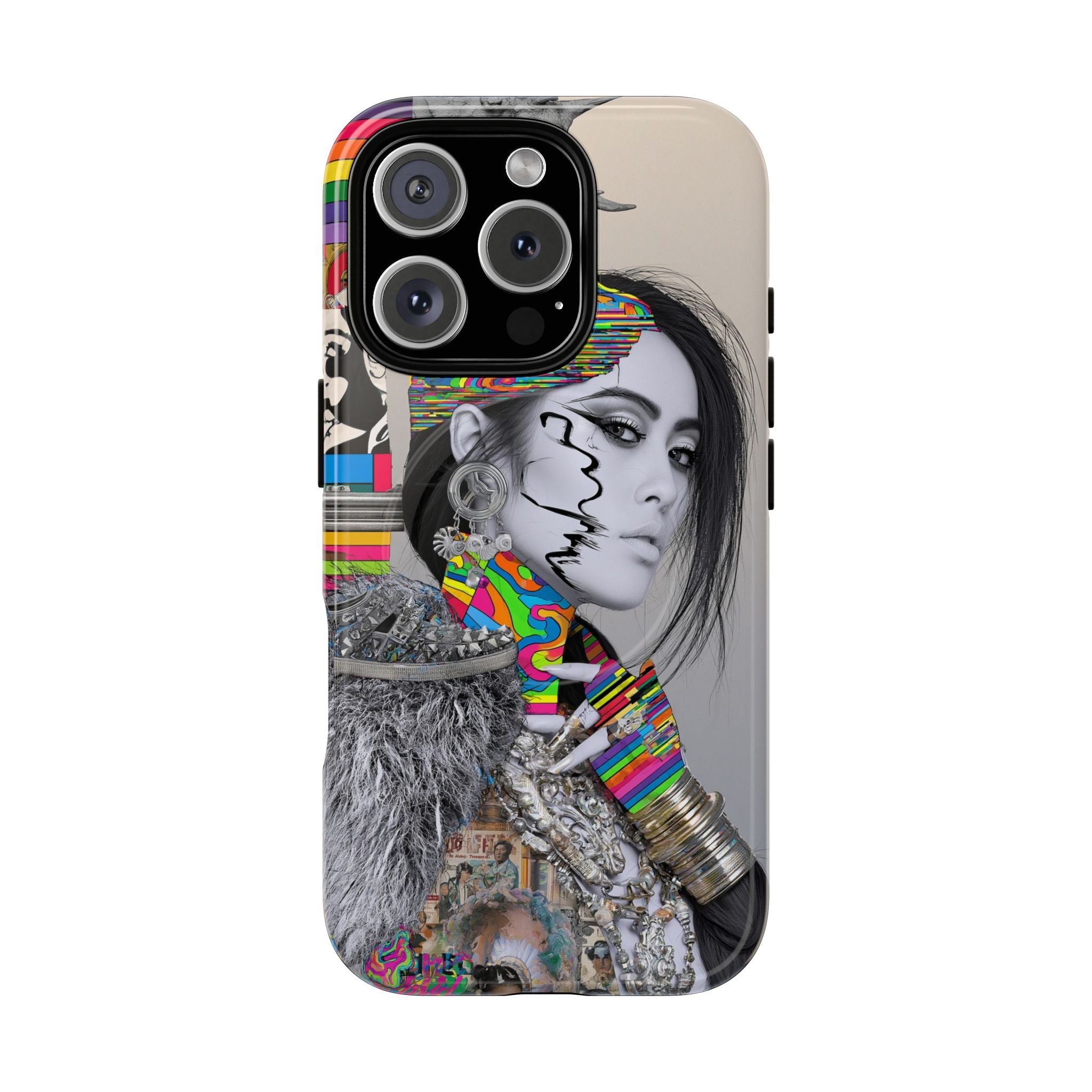 Phone Case - Colorful Glitch Portrait Tough Magnetic Case