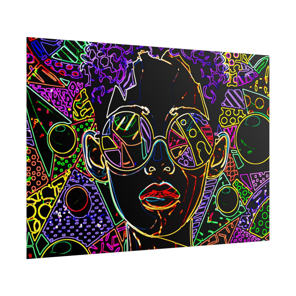 Afrofuturist Neon Portrait Poster