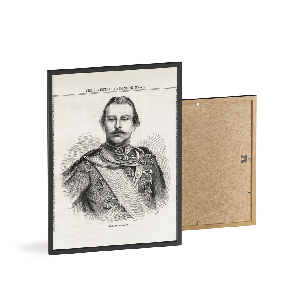 H.S.H. Prince TECK. Vintage Victorian Portrait Poster with Wooden Frame — Illustrated London News Print