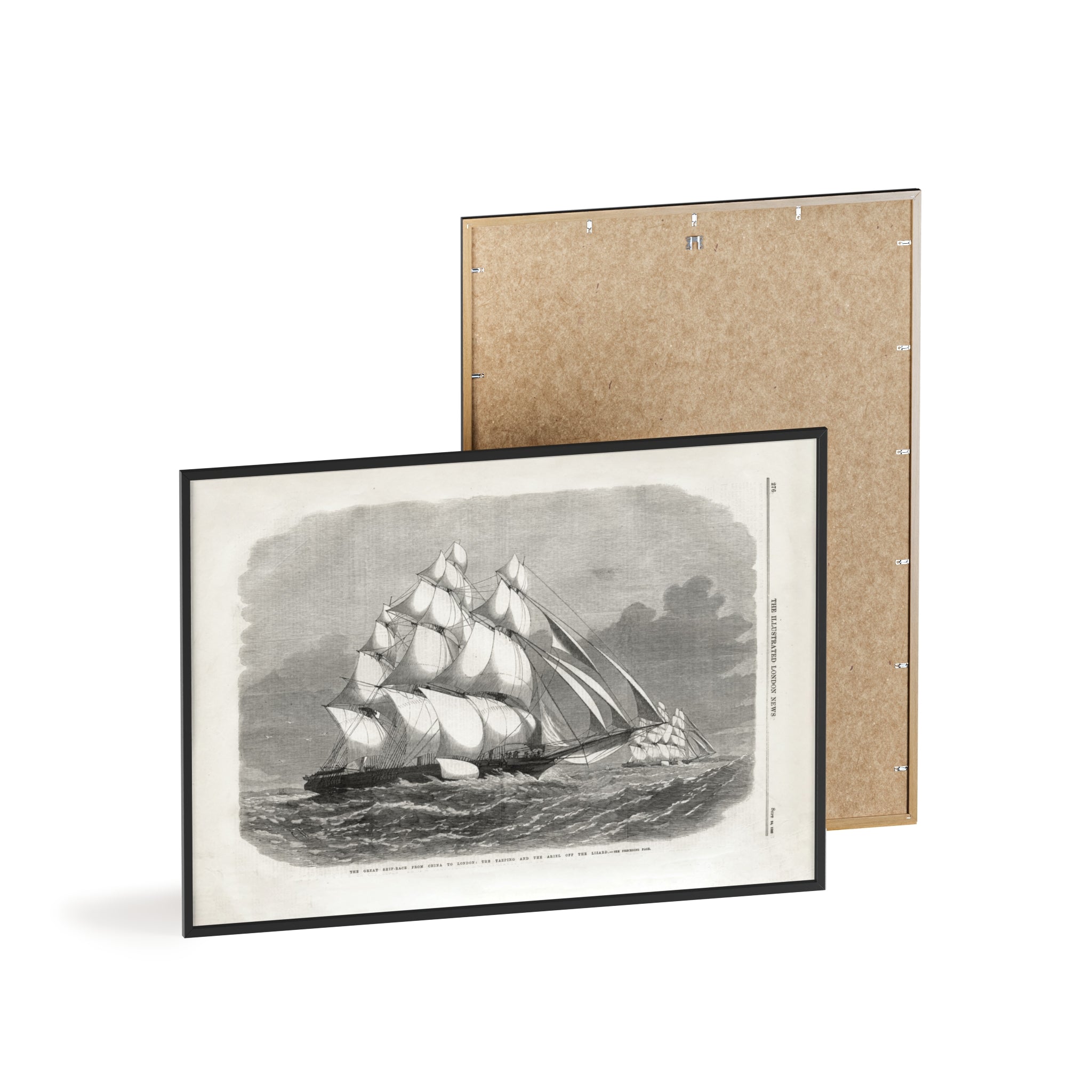 The Great Ship-Race from China to London. Vintage Sailing Ship Wall Poster with Wooden Frame – Nautical Marine Print