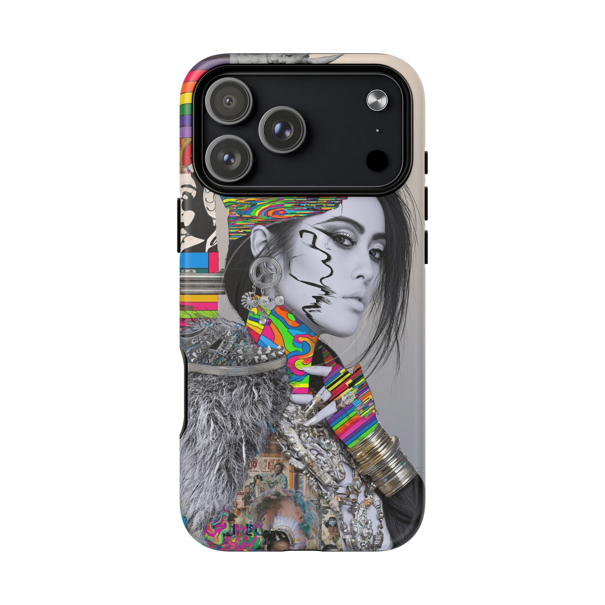 Phone Case - Colorful Glitch Portrait Tough Magnetic Case