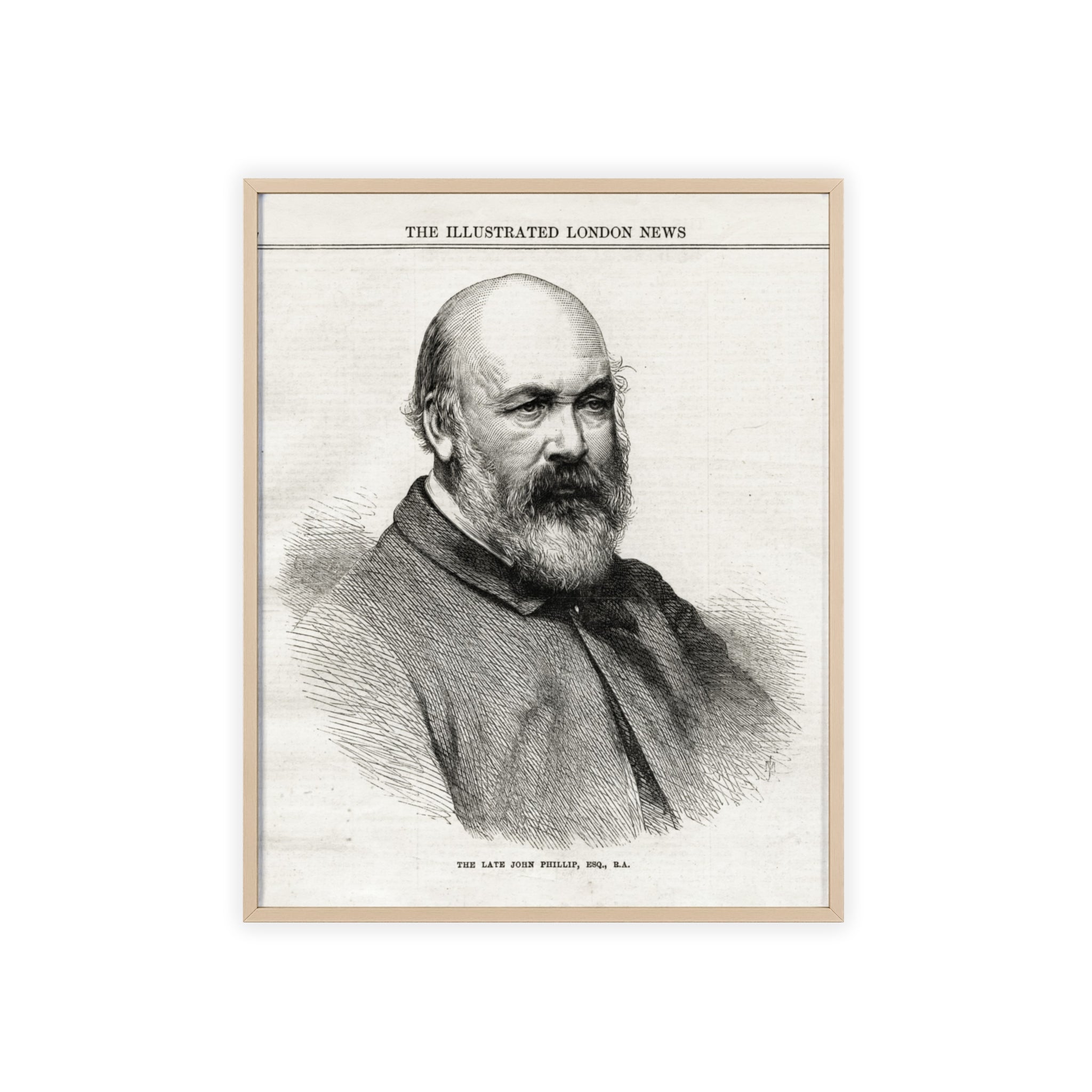 The Late John Phillip, Esq. Framed Vintage Portrait Print — Illustrated London News Gentleman Poster