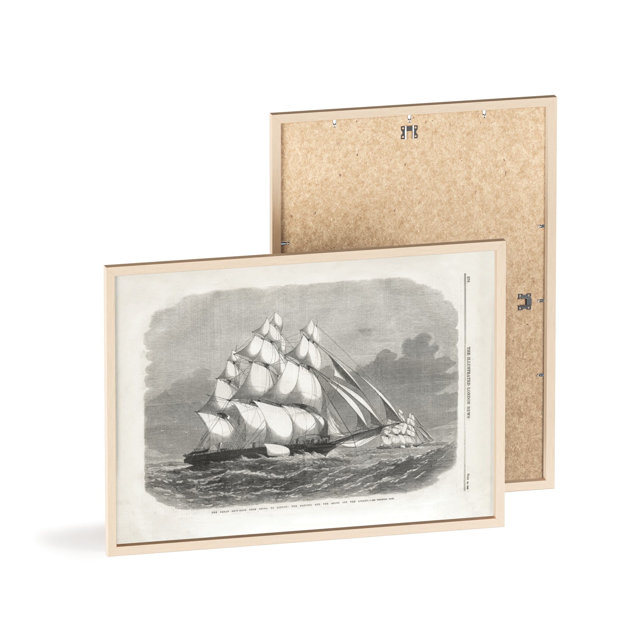 The Great Ship-Race from China to London. Vintage Sailing Ship Wall Poster with Wooden Frame – Nautical Marine Print