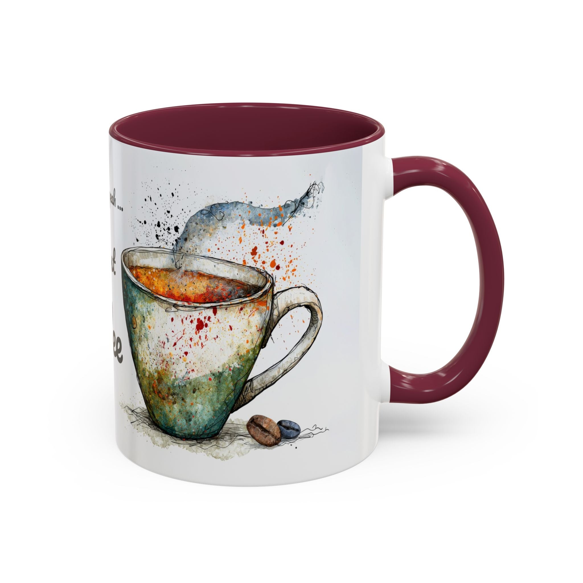 But First Coffee Ceramic Mug — Colorful Watercolor Coffee Cups (11oz & 15oz)