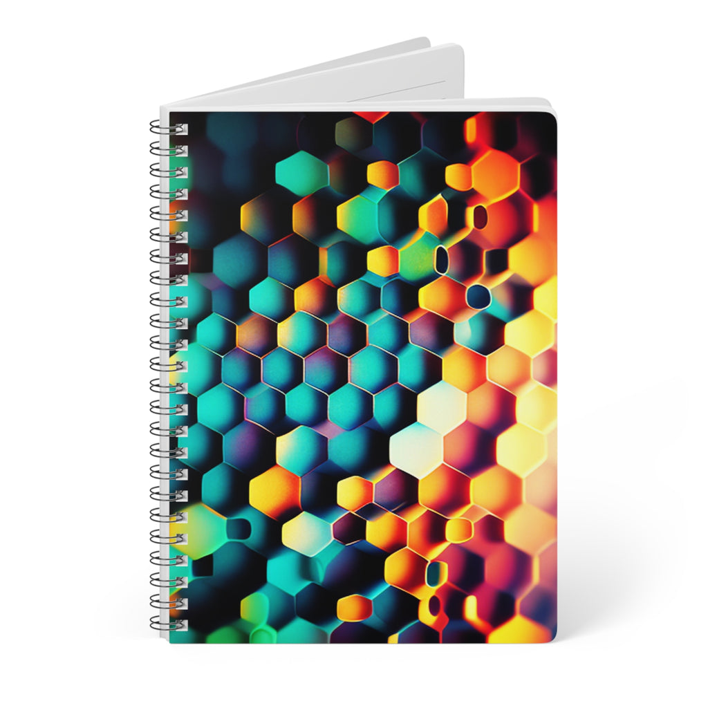 Hexagon Prism A5 Wirobound Notebook — Colorful Geometric Spiral Journal for Notes & Sketches