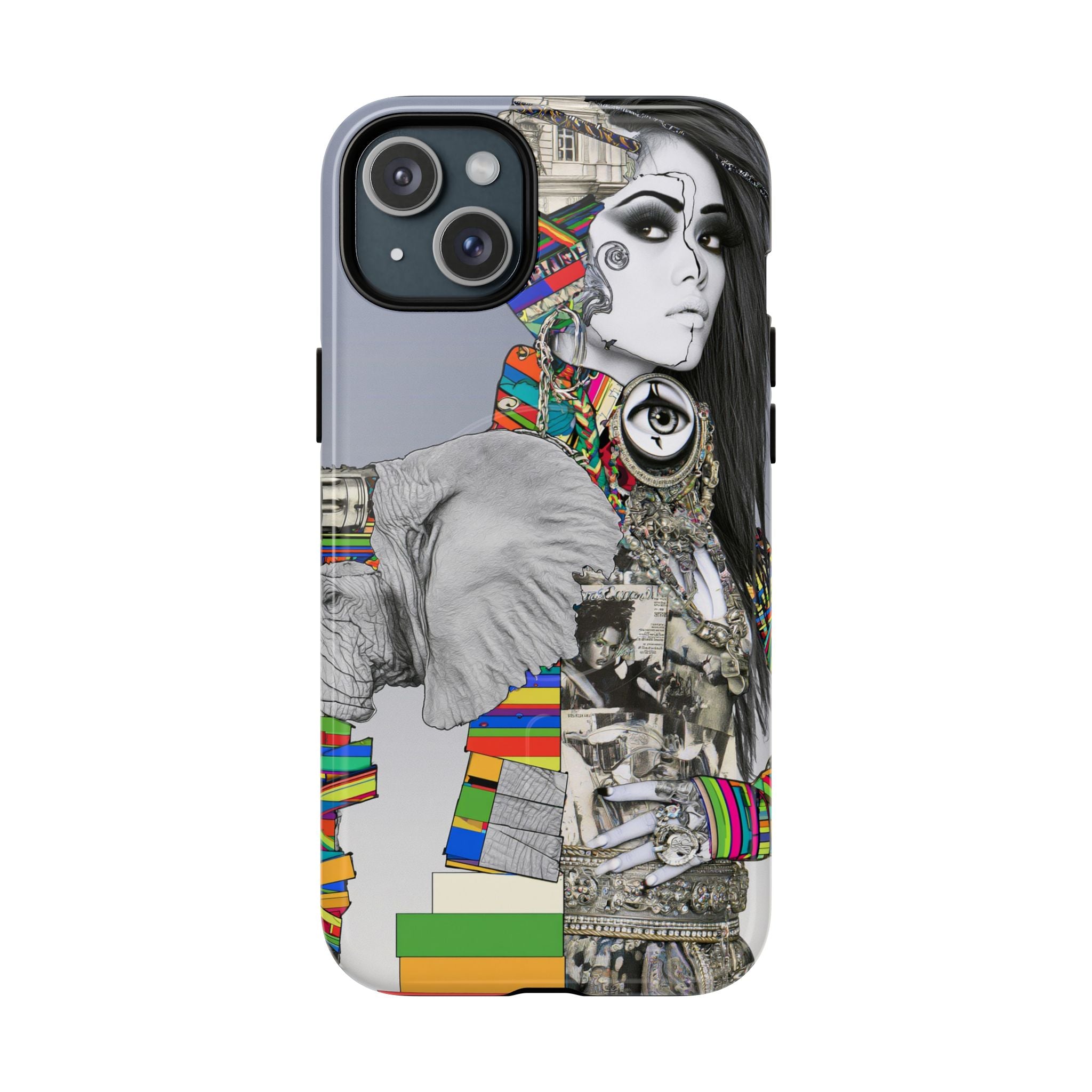 Artistic Elephant Collage Phone Case — Tough Magnetic Protective Cover