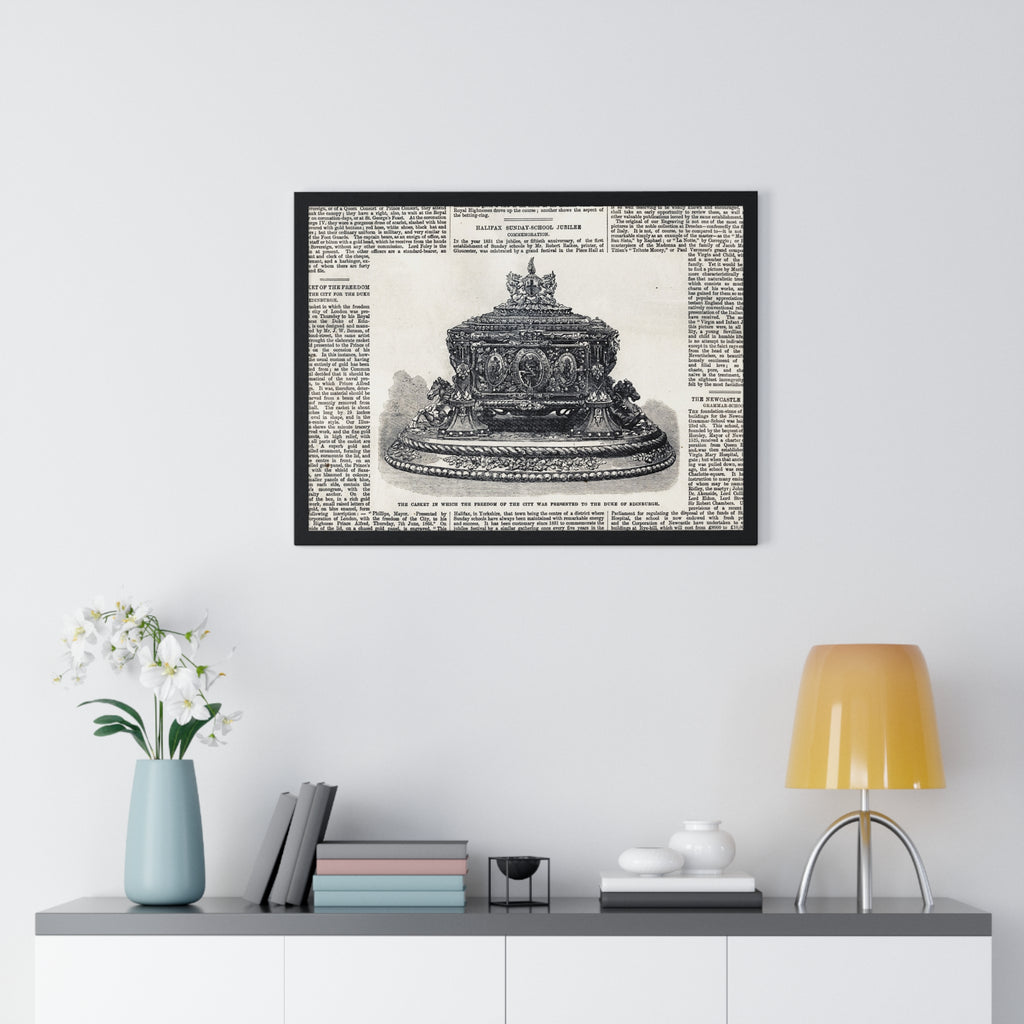 Vintage Crown Illustration Framed Poster — Antique Dictionary Art Print