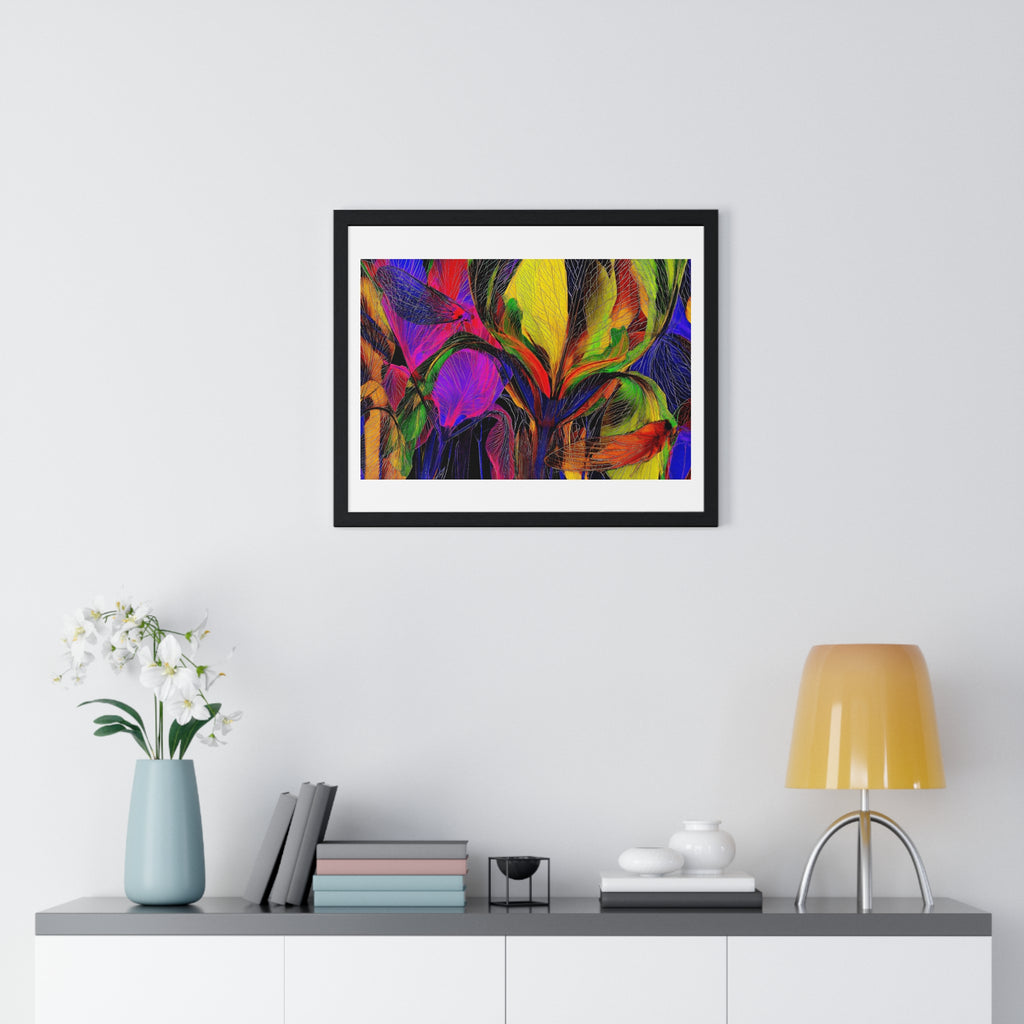 Abstract Rainbow Floral Framed Poster — Colorful Modern Wall Art (Horizontal)