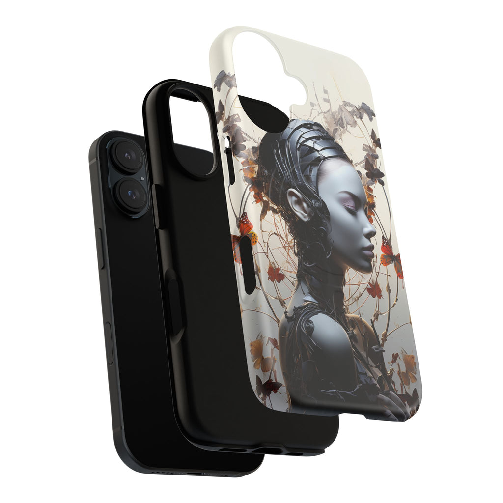 Art Nouveau Cyberpunk Phone Case — Surreal Floral Femme Tough Magnetic Case