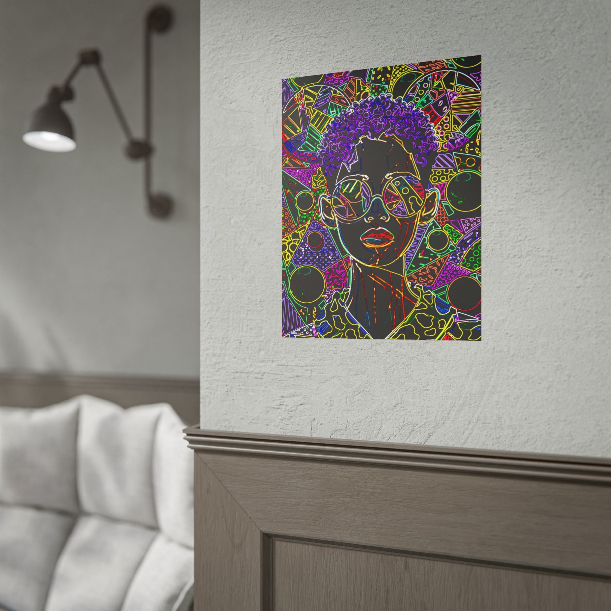 Afrofuturist Neon Portrait Poster
