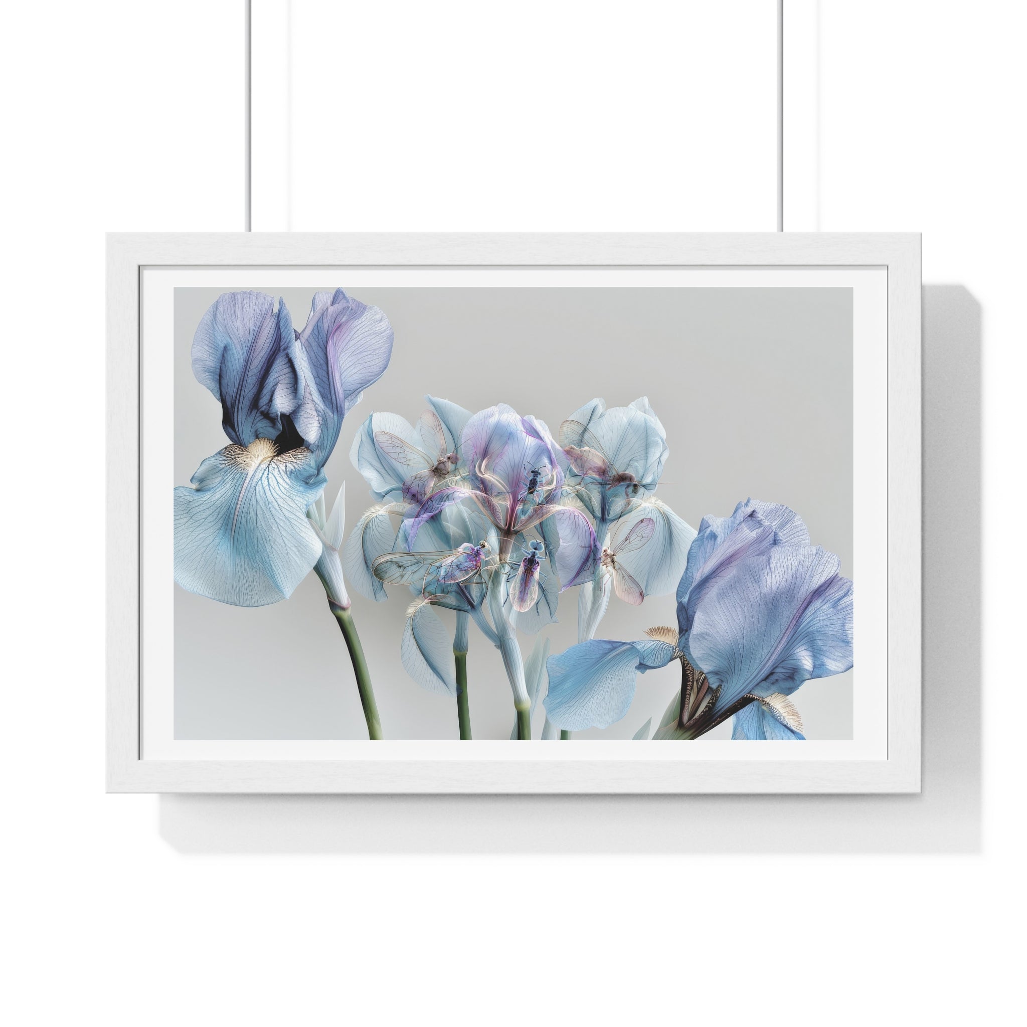 Blue Iris Floral Framed Poster — Botanical Wall Art Print