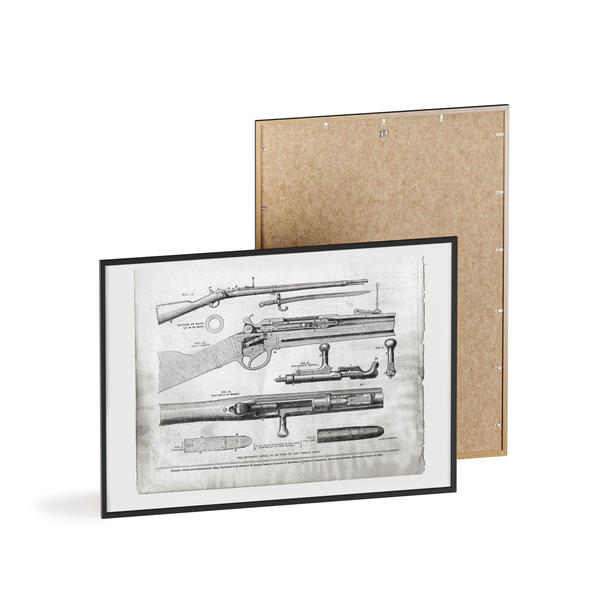 Antique Rifle Patent Poster — Framed Vintage Firearm Print