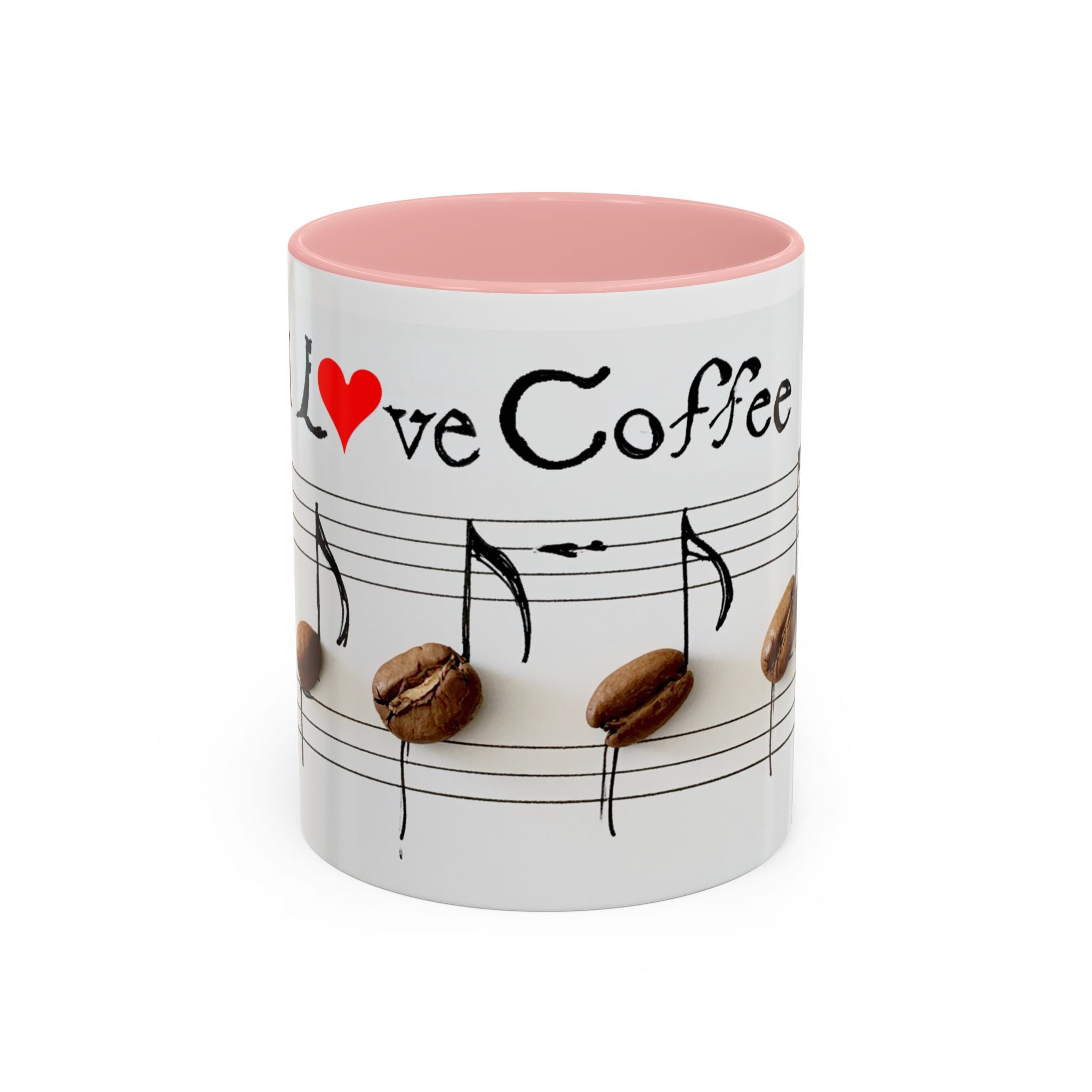 Coffee Lover Music Mug — "Love Coffee" Musical Notes Accent Mug (11/15 oz)