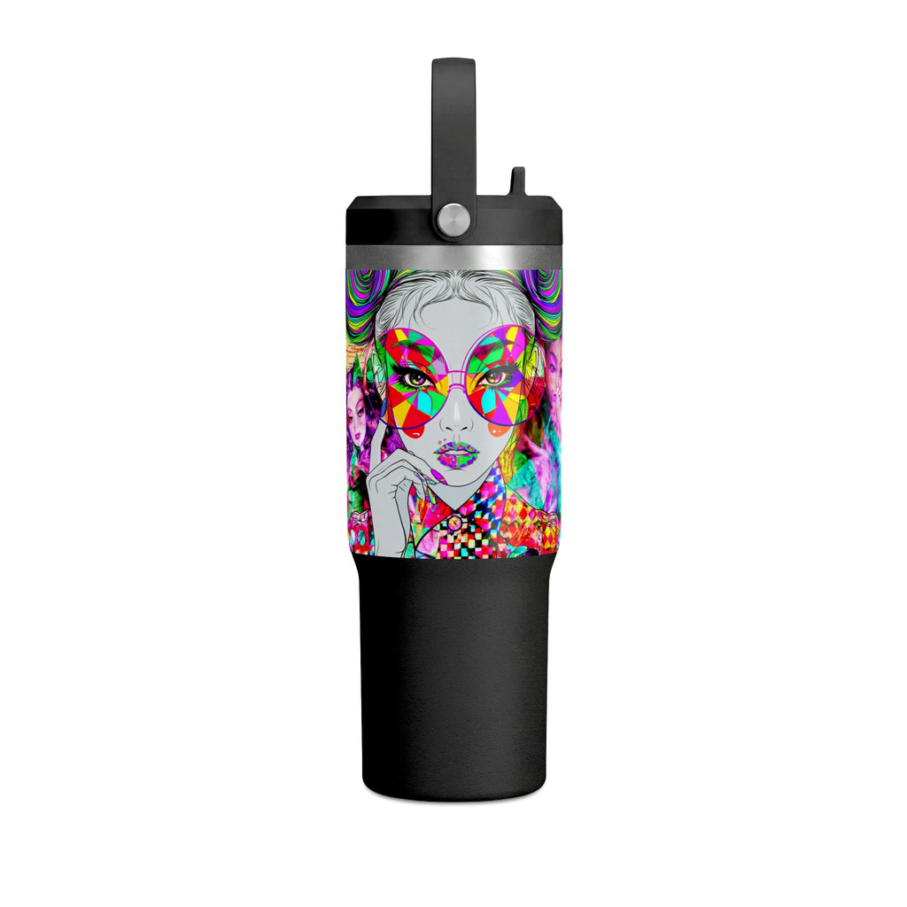 Colorful Pop Art Travel Tumbler – 32oz Nomad Insulated Cup with Retro Sunglasses Design