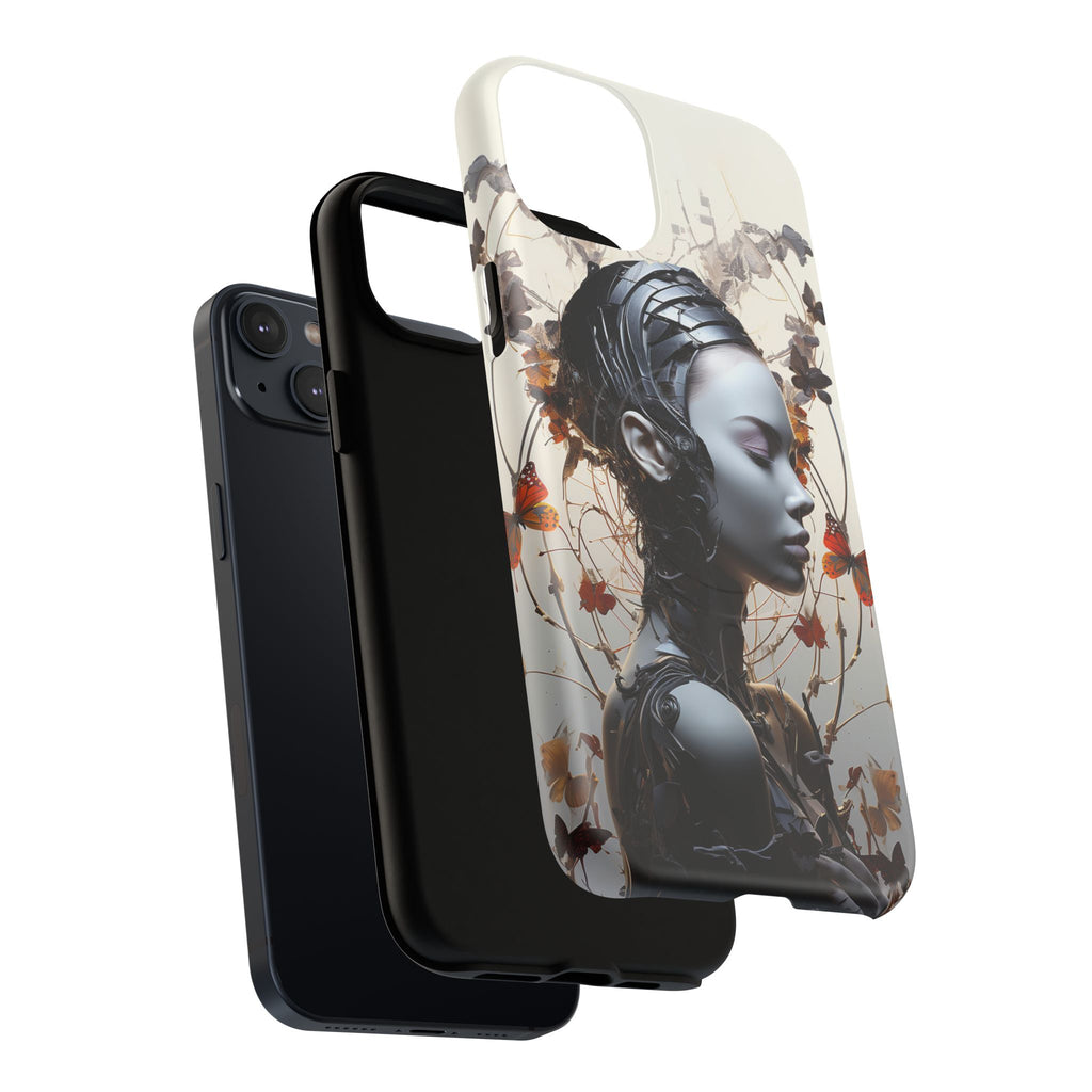 Art Nouveau Cyberpunk Phone Case — Surreal Floral Femme Tough Magnetic Case