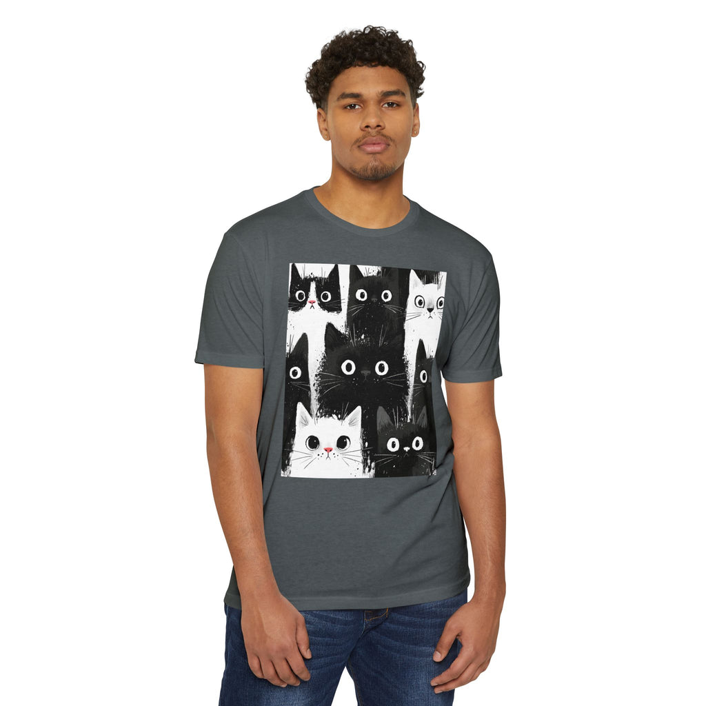 Cat Pack Graphic T-Shirt — Cute Black & White Cats Print