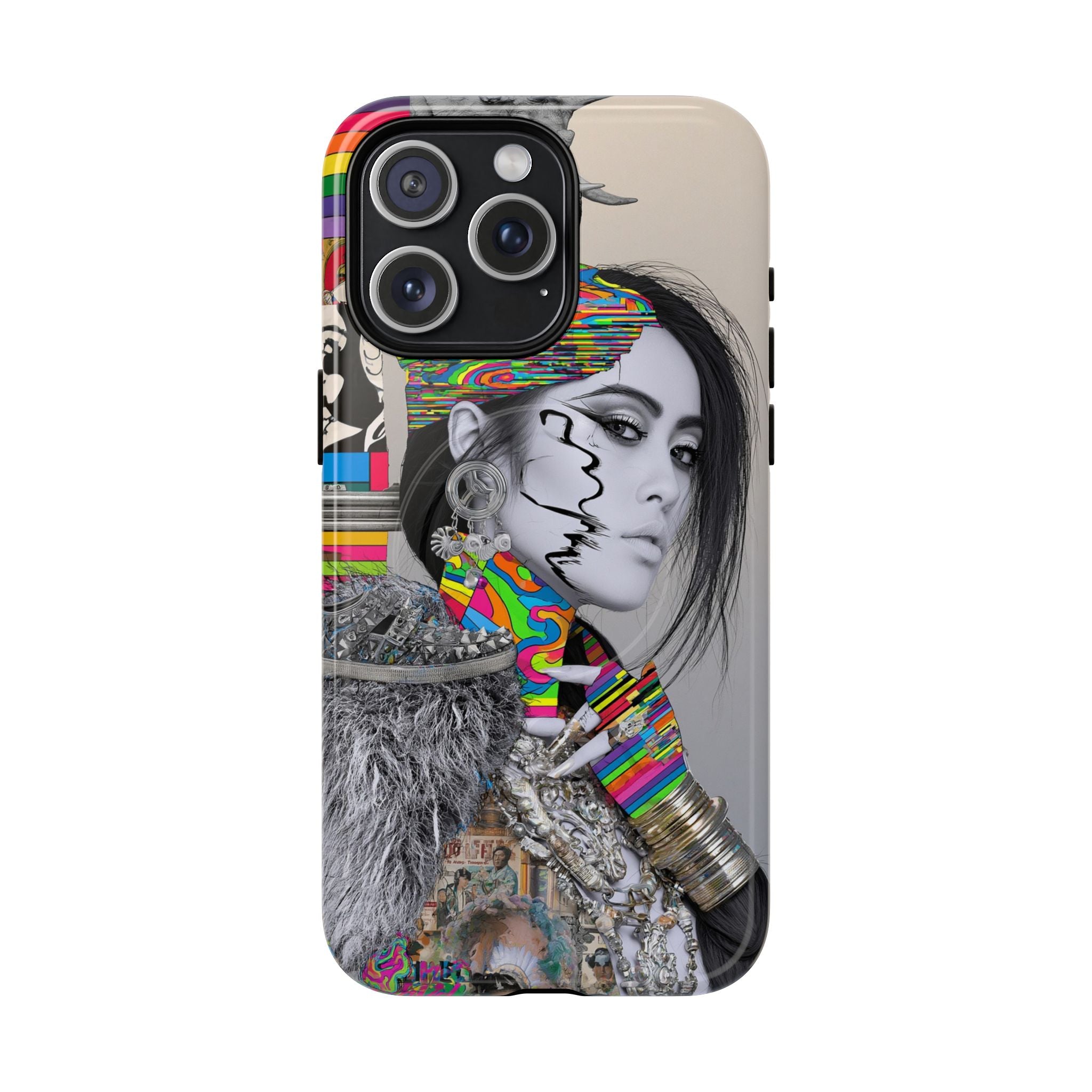 Phone Case - Colorful Glitch Portrait Tough Magnetic Case