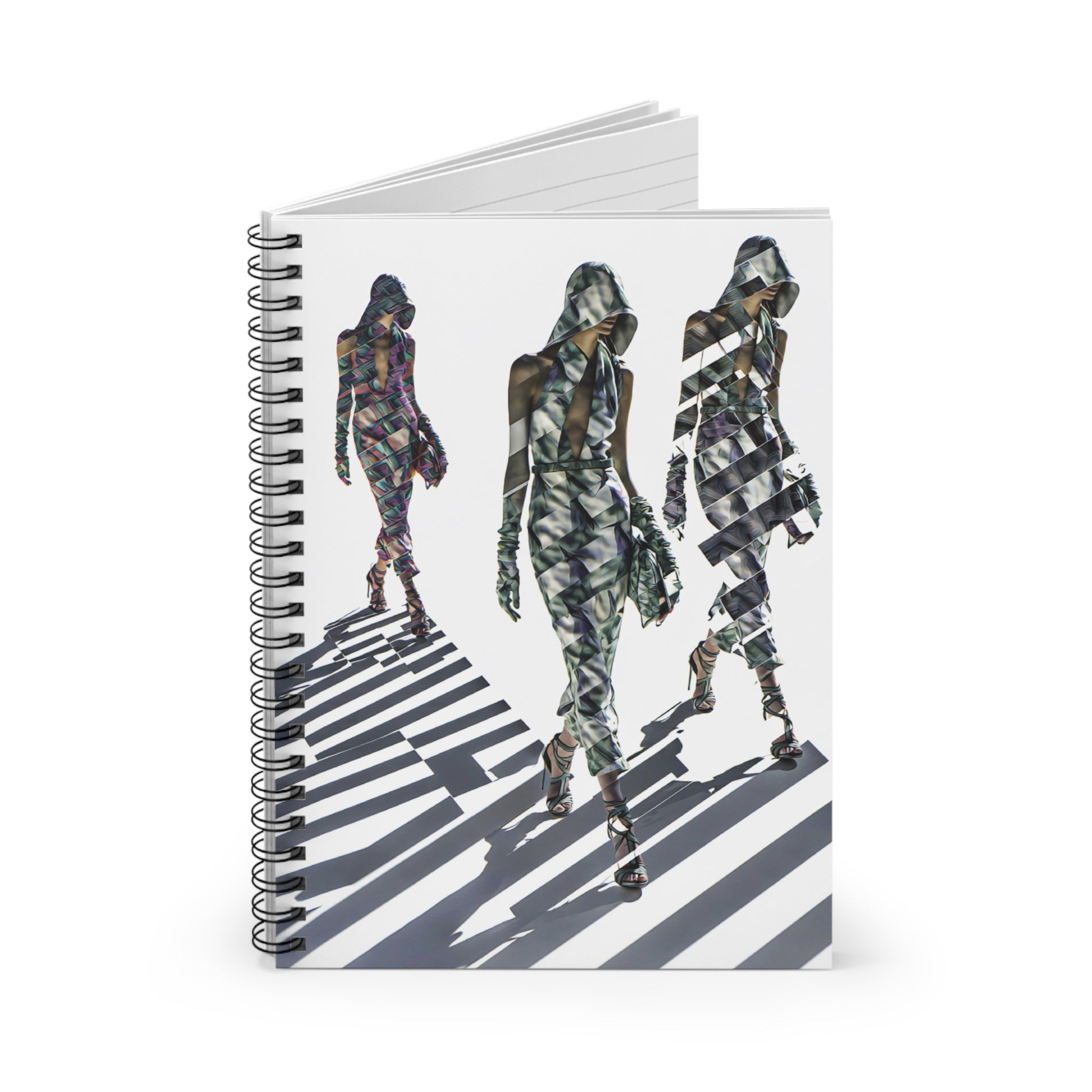Fashion Runway Spiral Notebook — Chic Model Silhouette Journal (Ruled)