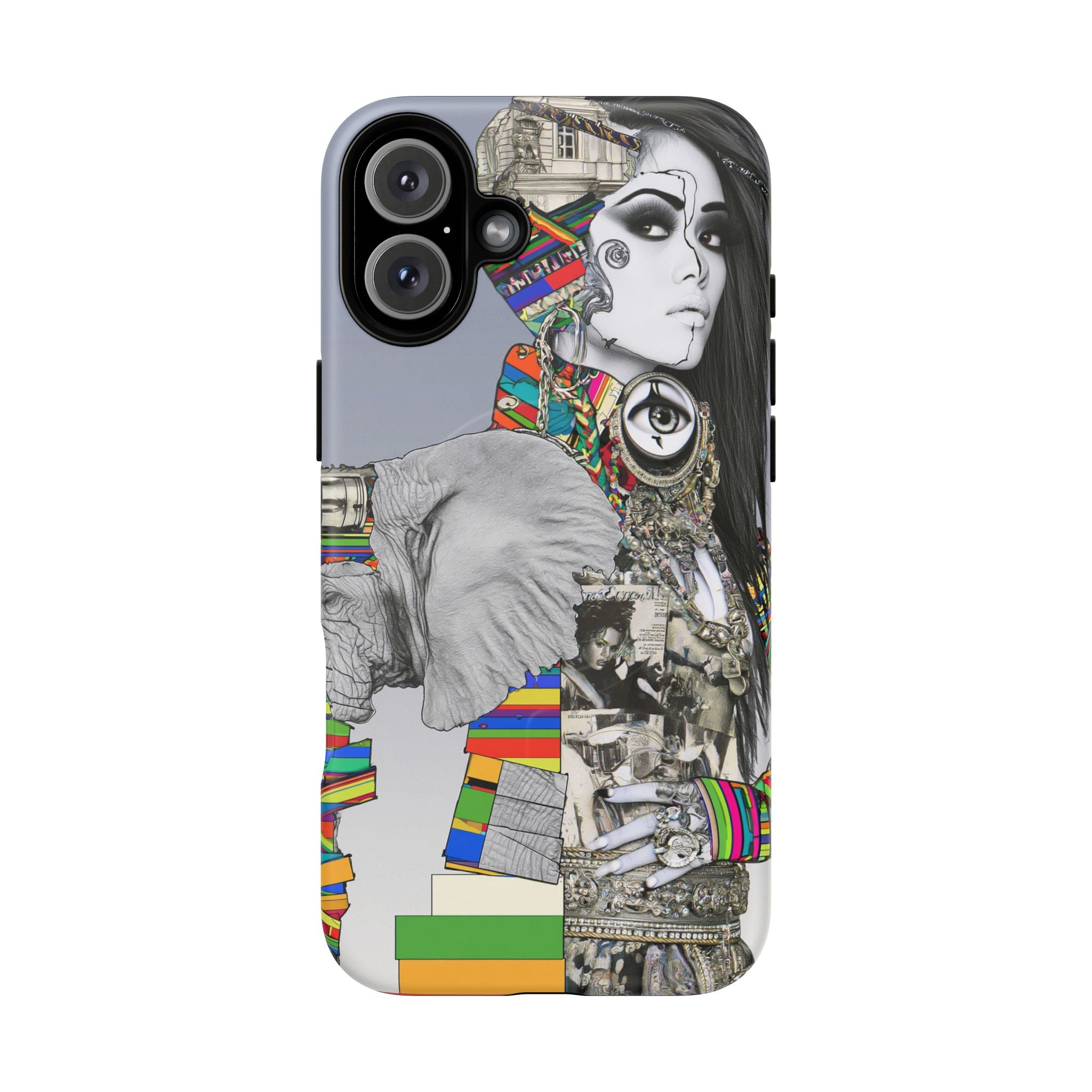 Artistic Elephant Collage Phone Case — Tough Magnetic Protective Cover