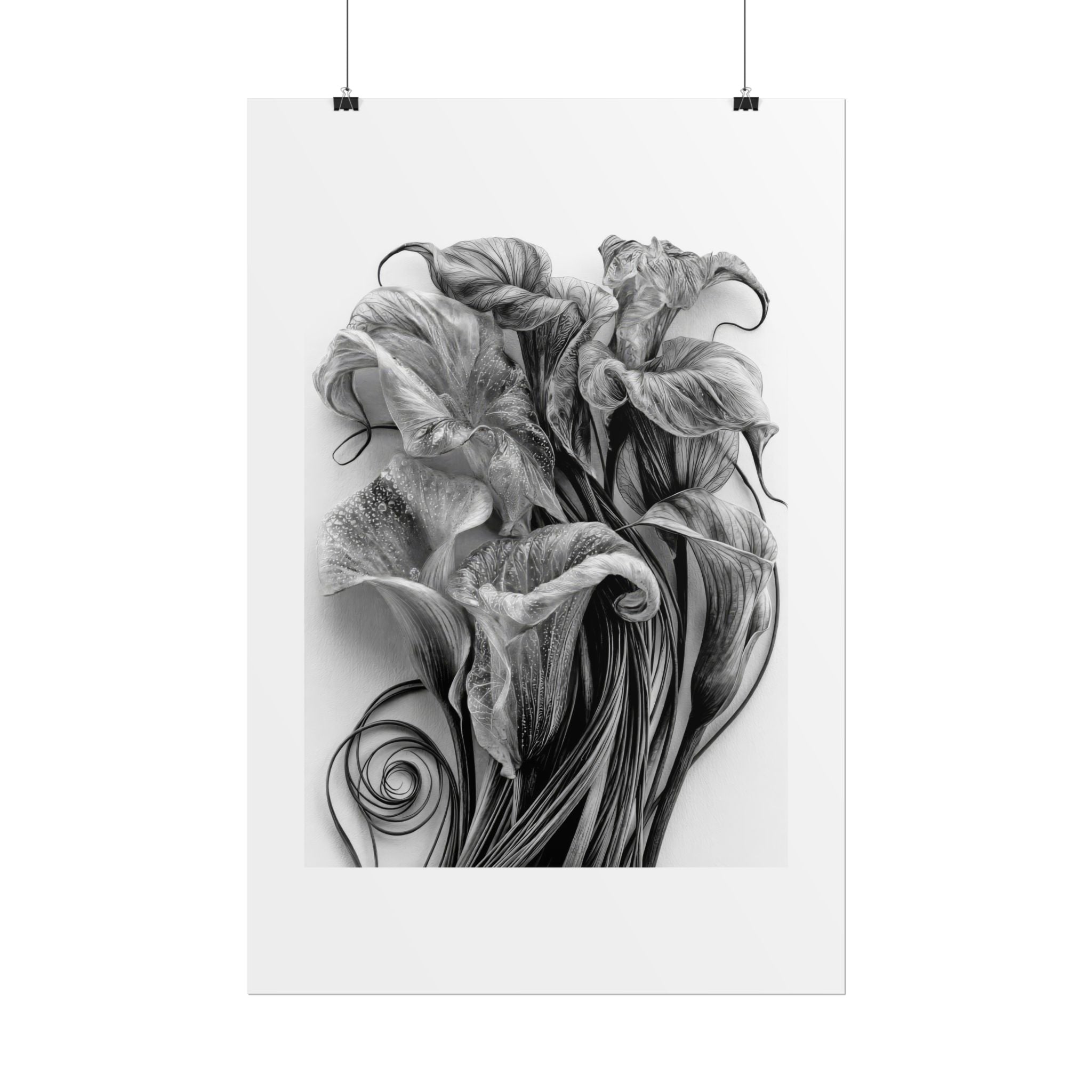 Rolled Poster — Black & White Floral Botanical Art Print