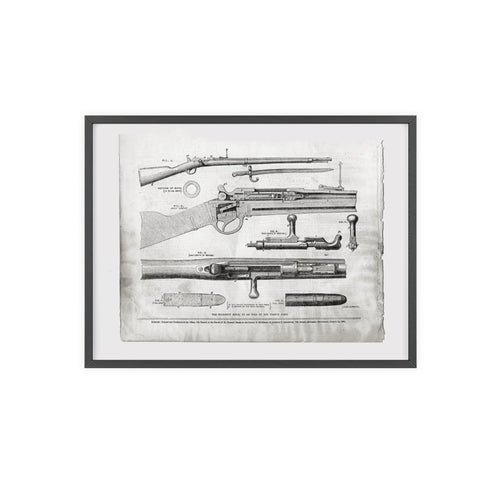 Antique Rifle Patent Poster — Framed Vintage Firearm Print