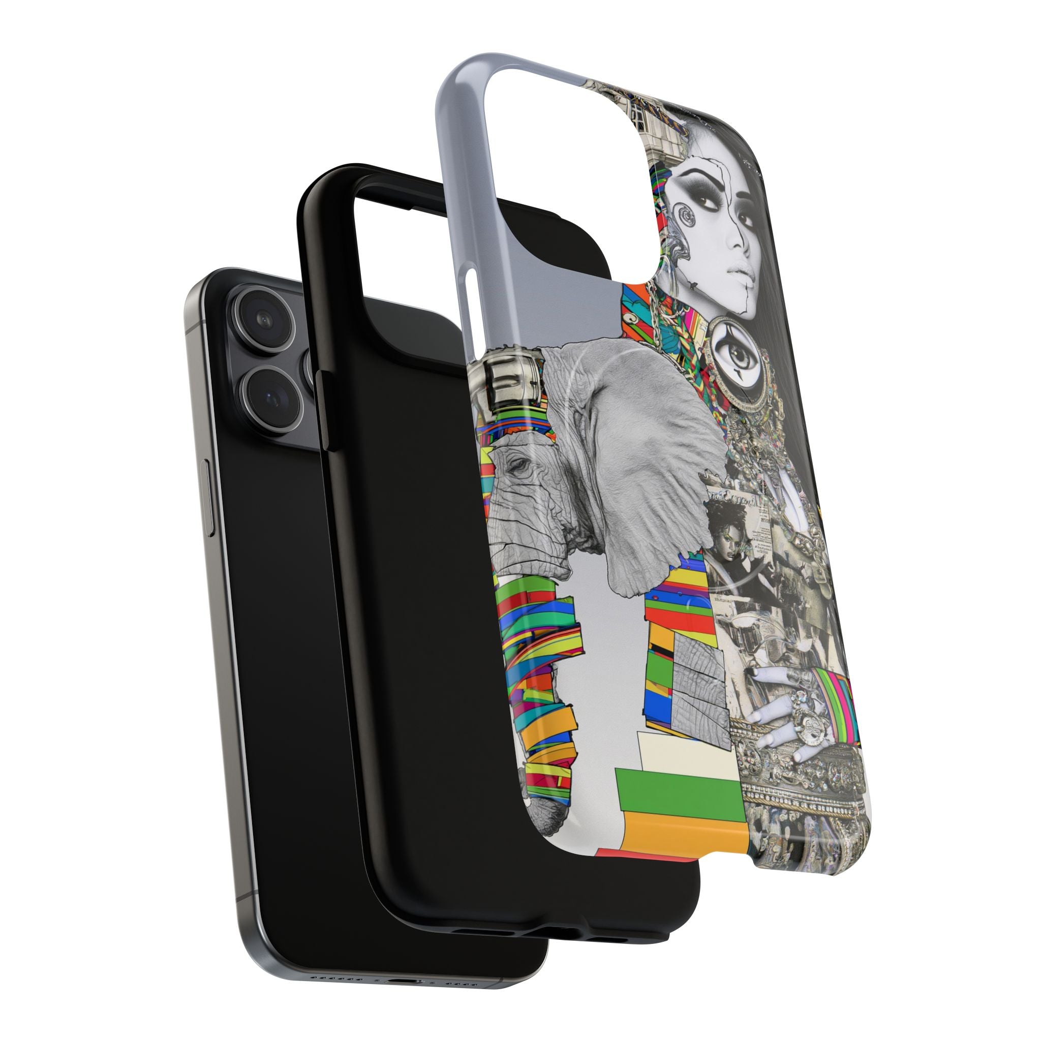 Artistic Elephant Collage Phone Case — Tough Magnetic Protective Cover