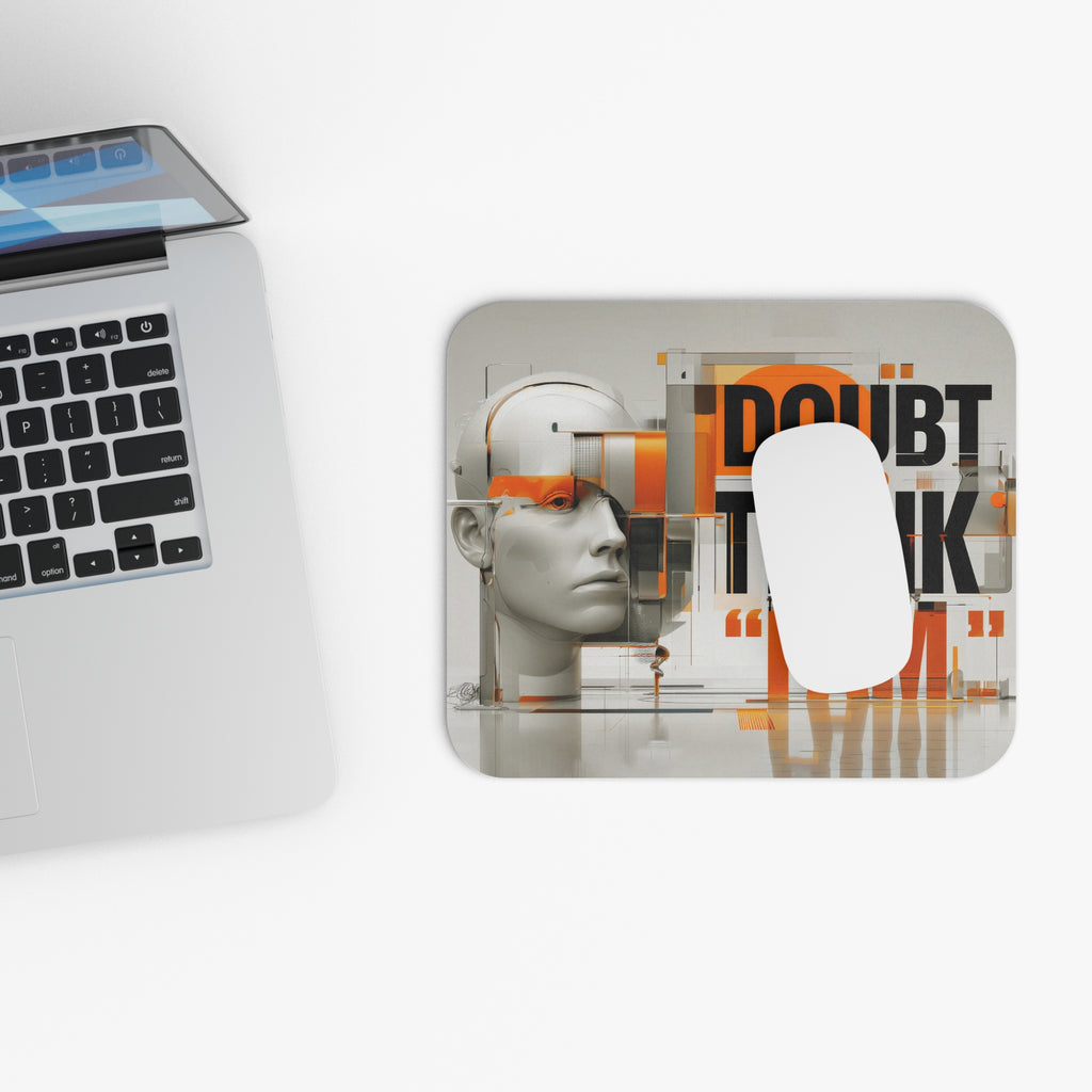 Doubt Think I Am Rectangular Mouse Pad — Futuristic Minimalist Desk Mat
